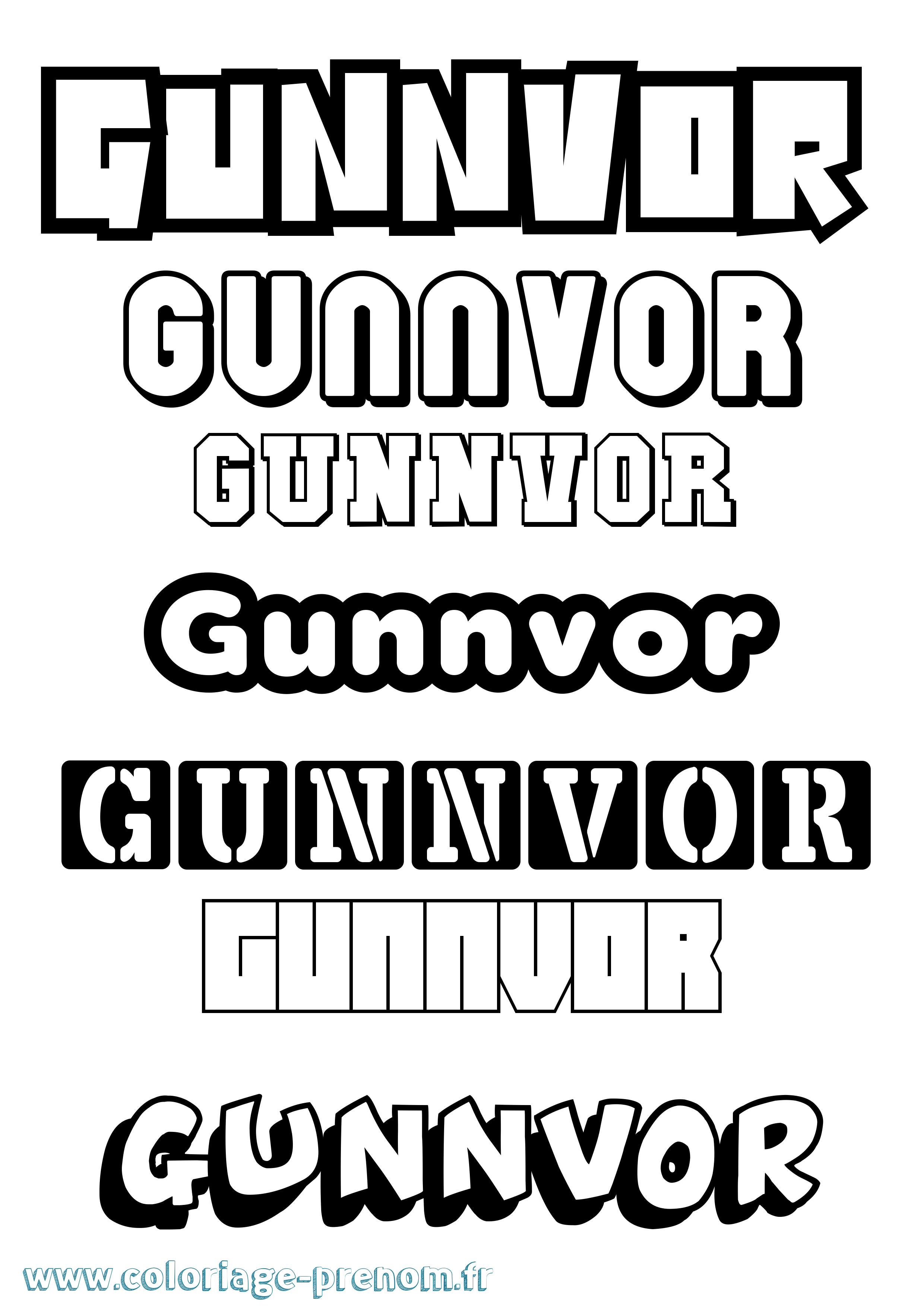 Coloriage prénom Gunnvor Simple