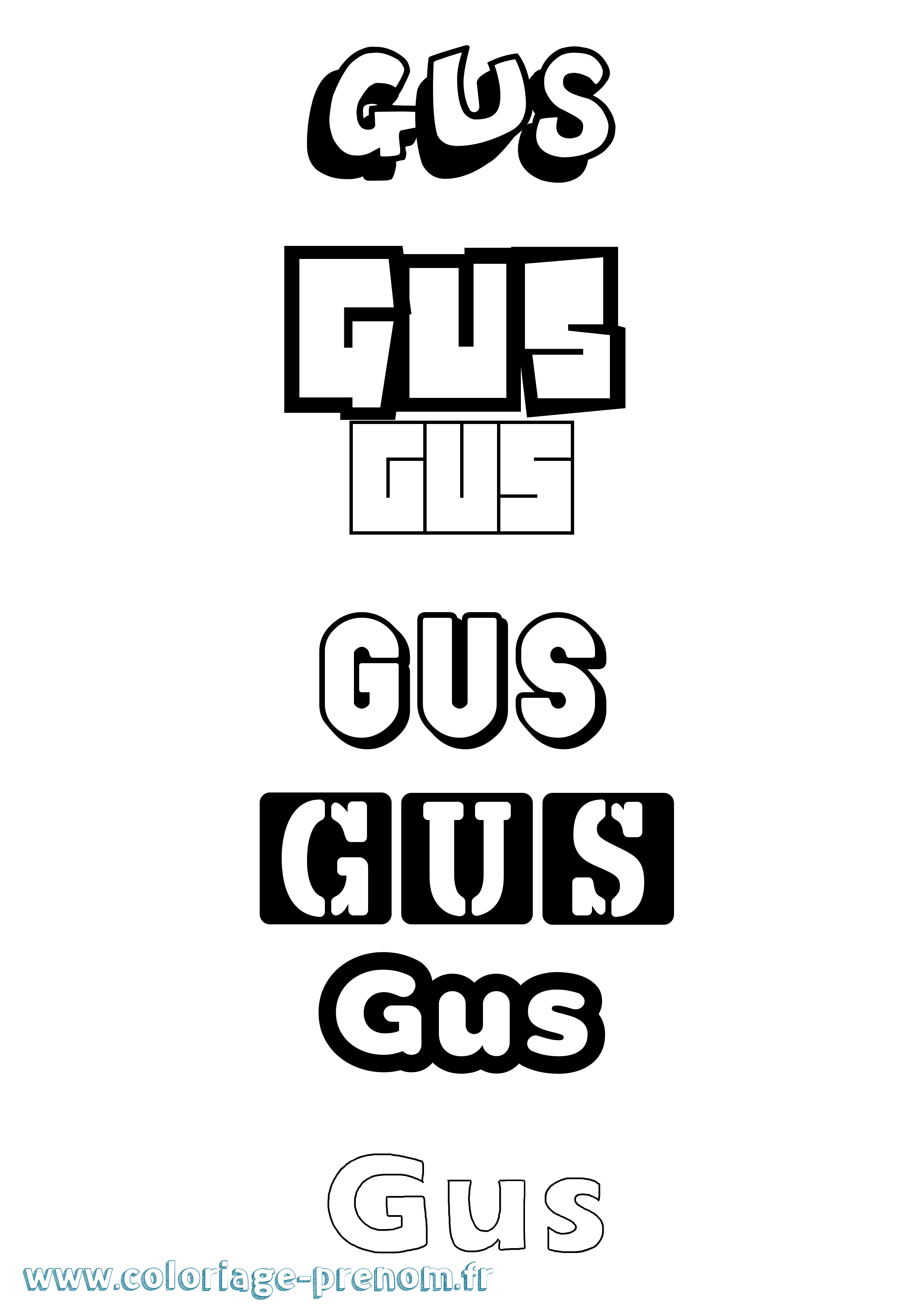 Coloriage prénom Gus Simple