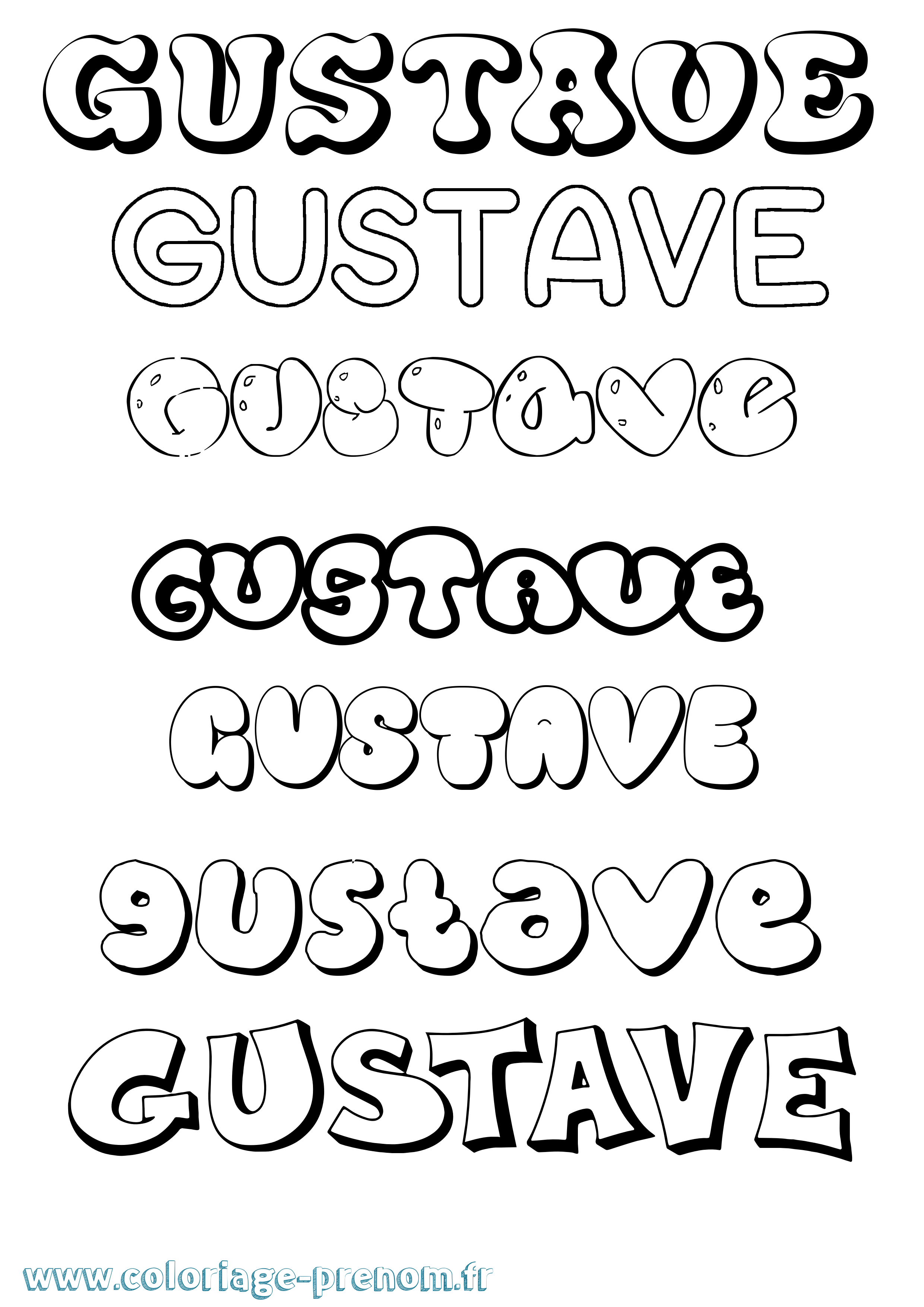Coloriage prénom Gustave Bubble