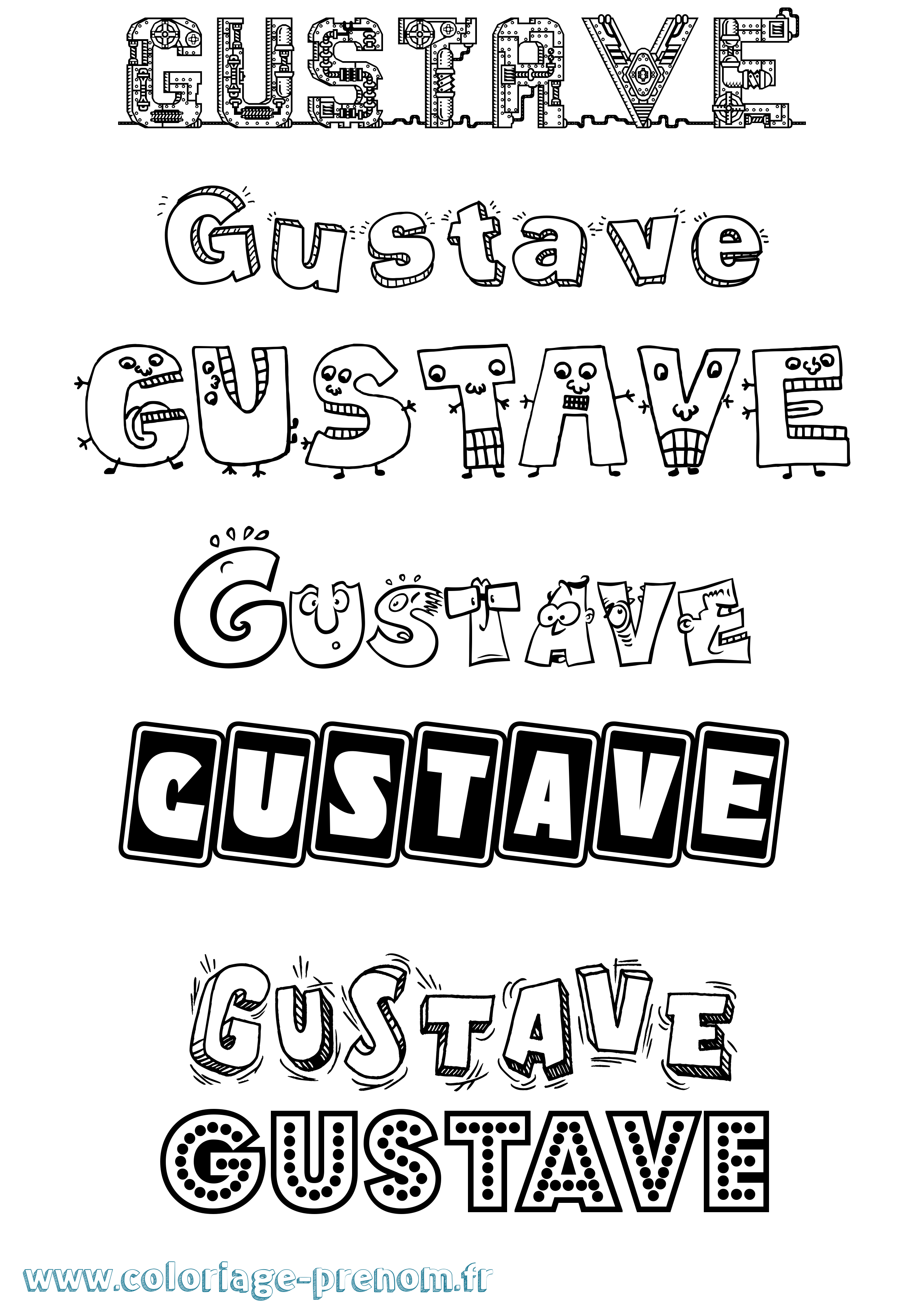 Coloriage prénom Gustave Fun