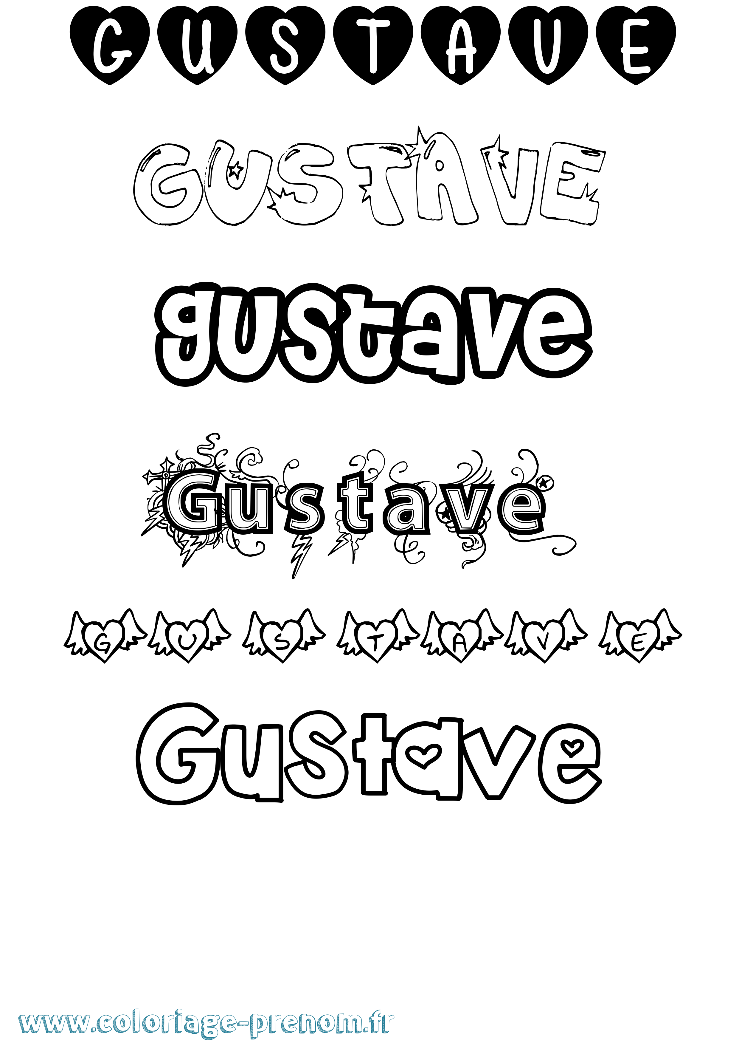 Coloriage prénom Gustave Girly