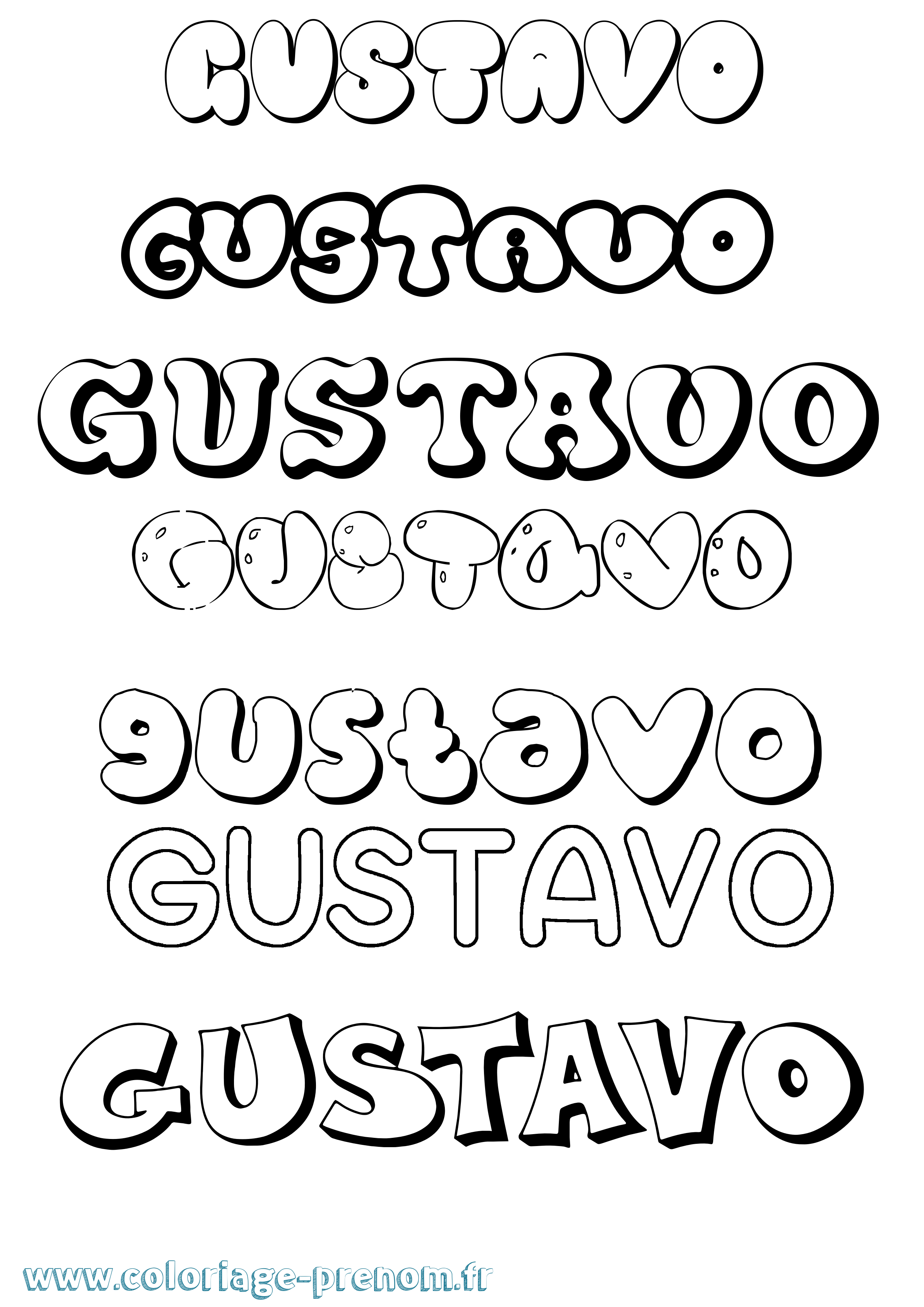 Coloriage Gustavo Bubble Coloriage prénom Gustavo Bubble