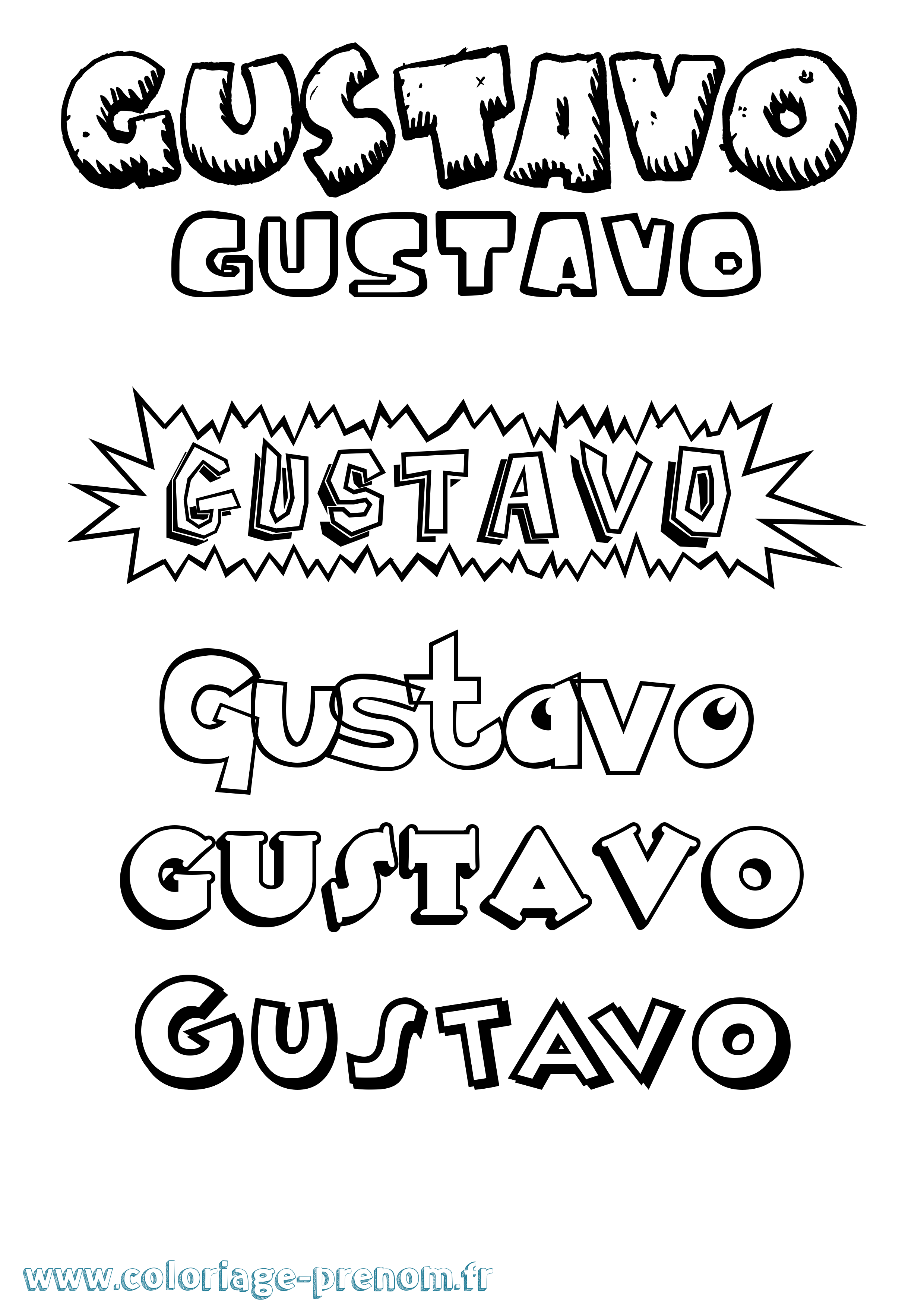 Coloriage Gustavo Dessin Animé Coloriage prénom Gustavo Dessin Animé