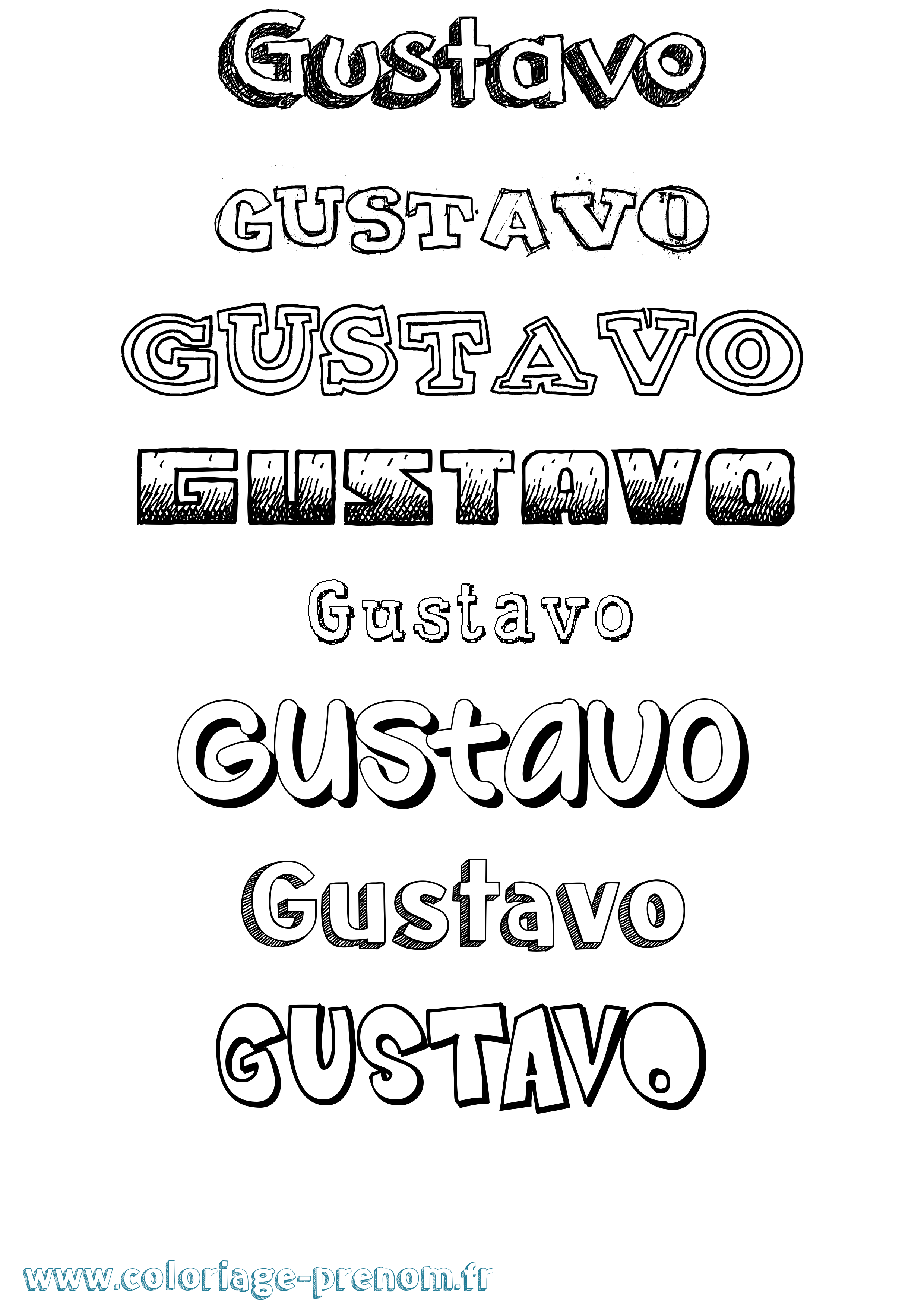 Coloriage Gustavo Dessiné Coloriage prénom Gustavo Dessiné