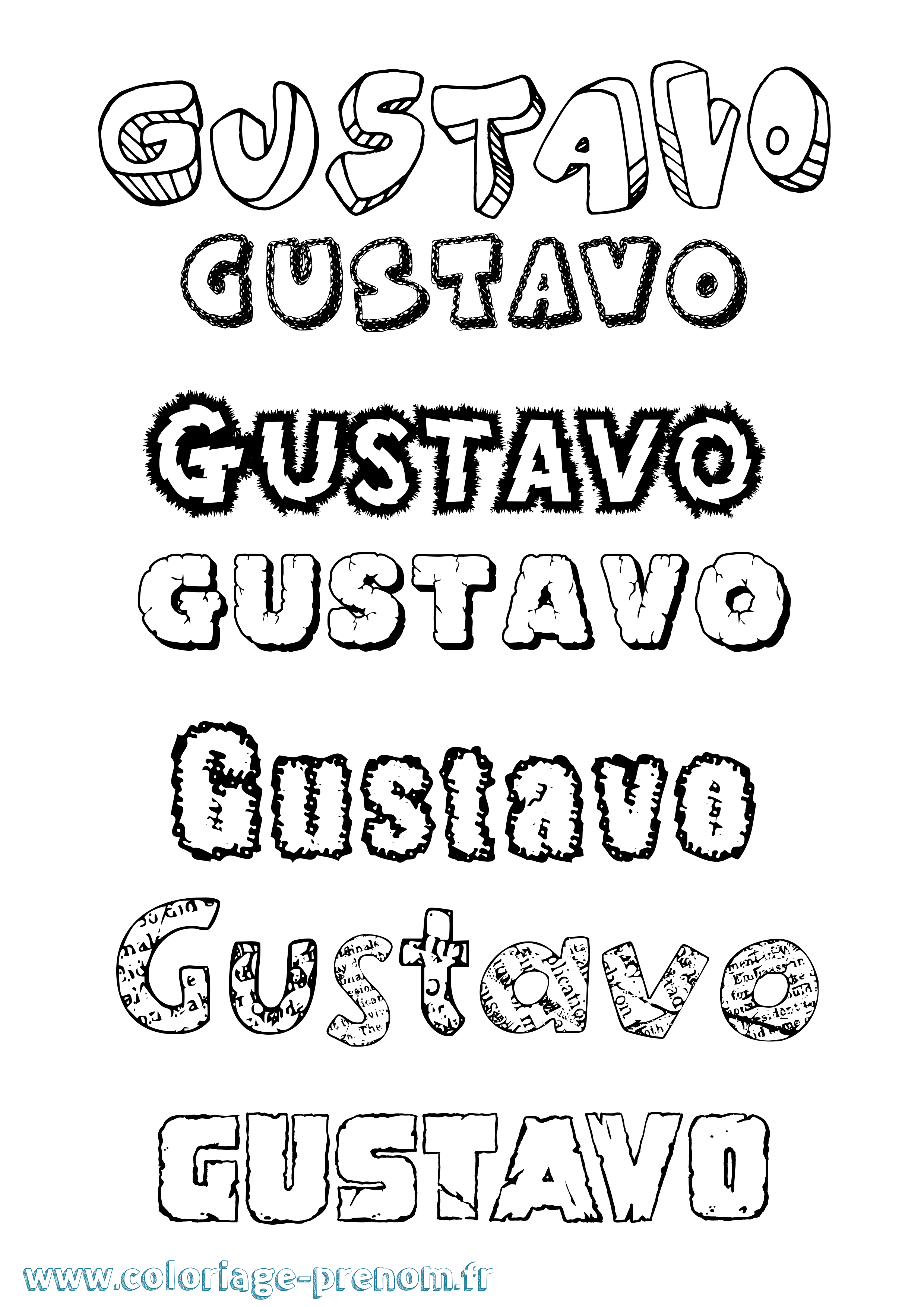 Coloriage Gustavo Destructuré Coloriage prénom Gustavo Destructuré