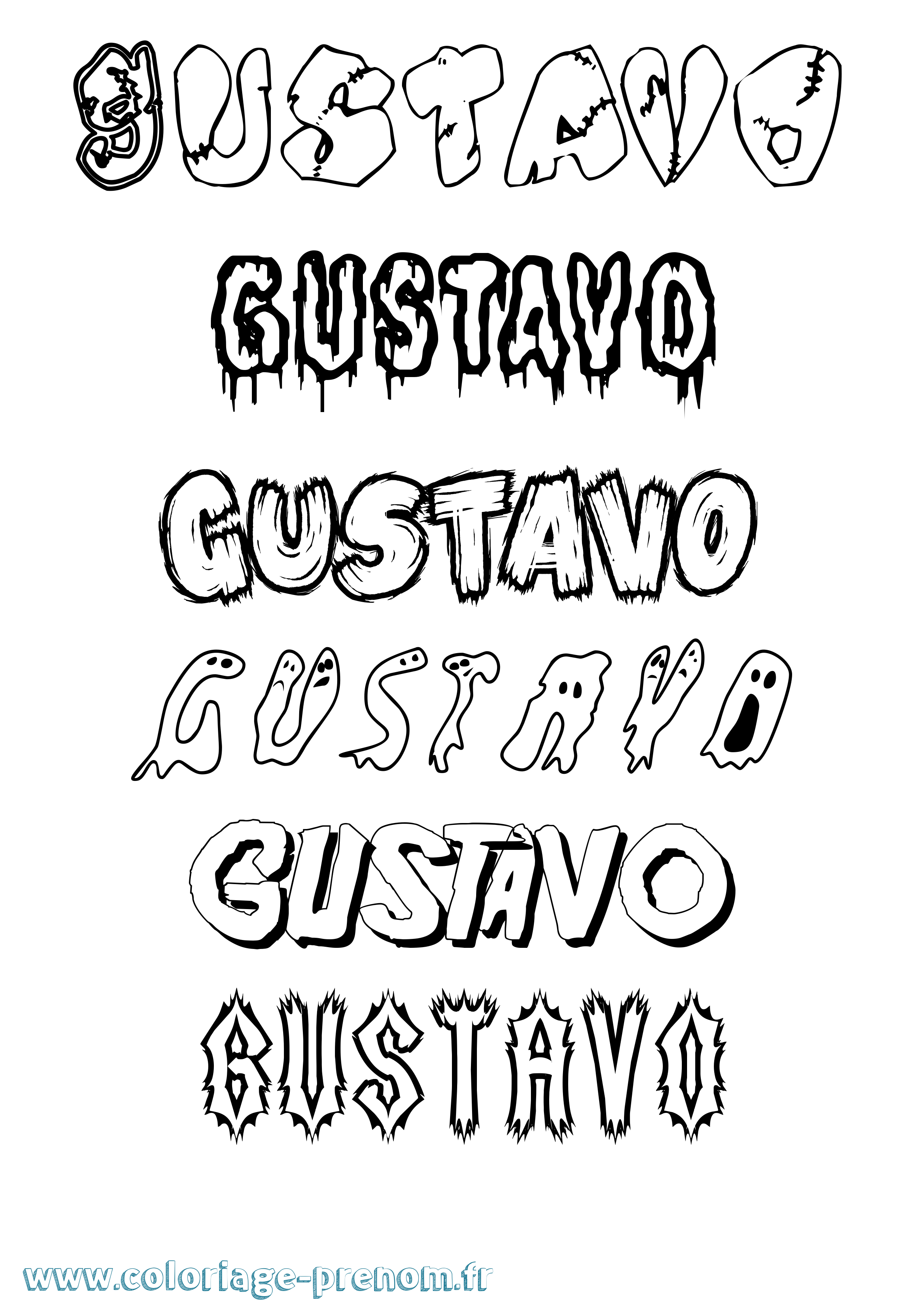 Coloriage Gustavo Frisson Coloriage prénom Gustavo Frisson