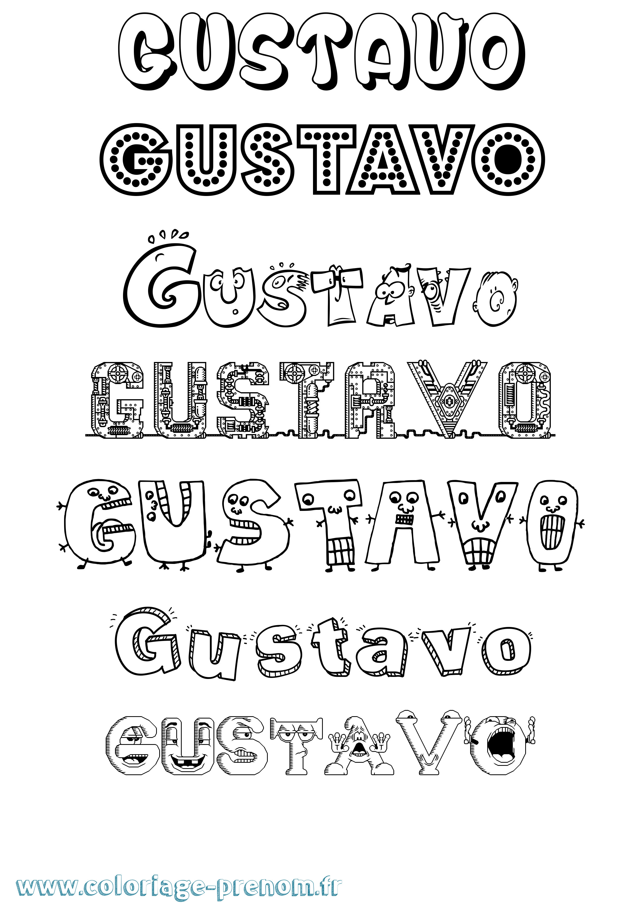 Coloriage Gustavo Fun Coloriage prénom Gustavo Fun