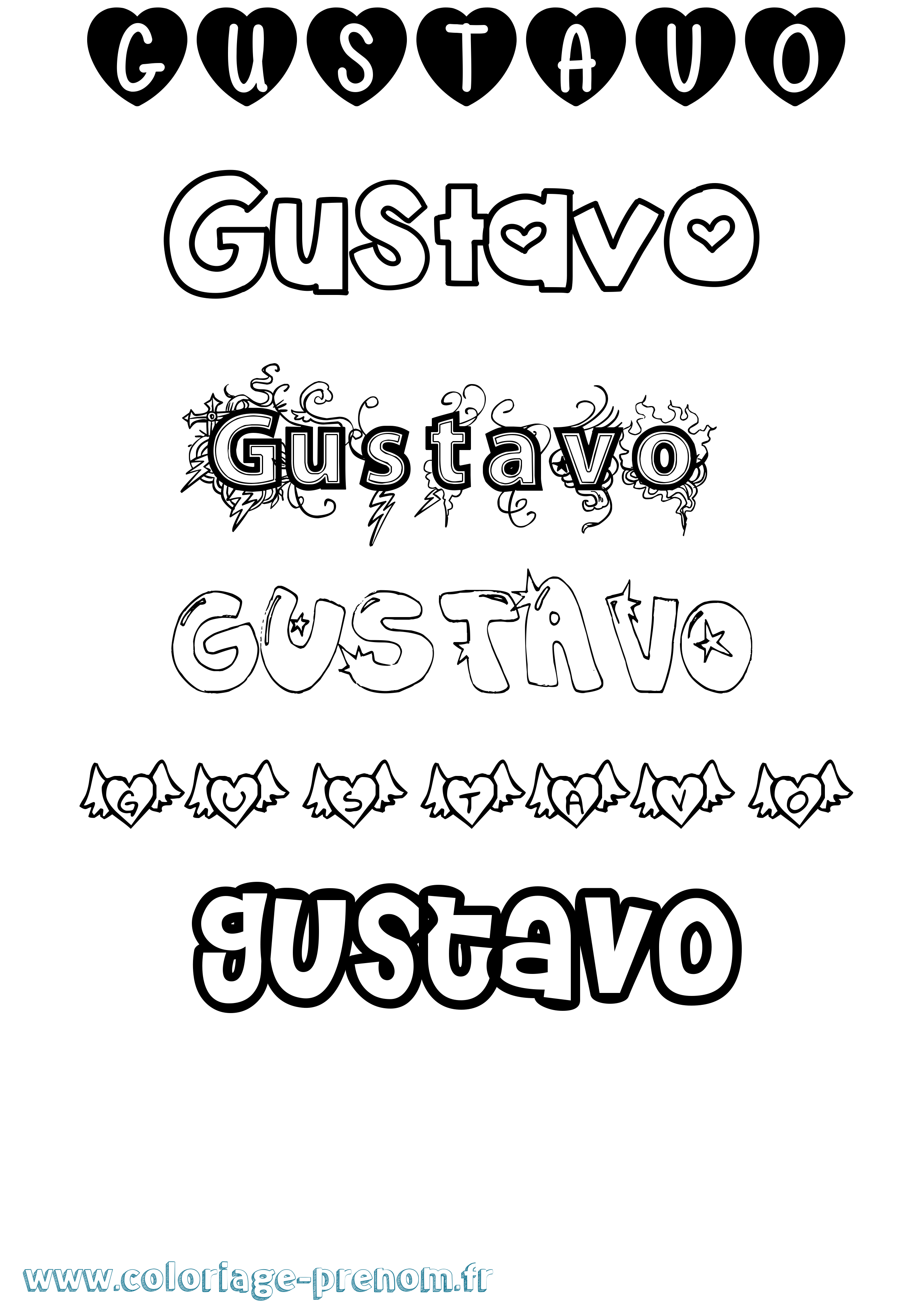 Coloriage Gustavo Girly Coloriage prénom Gustavo Girly
