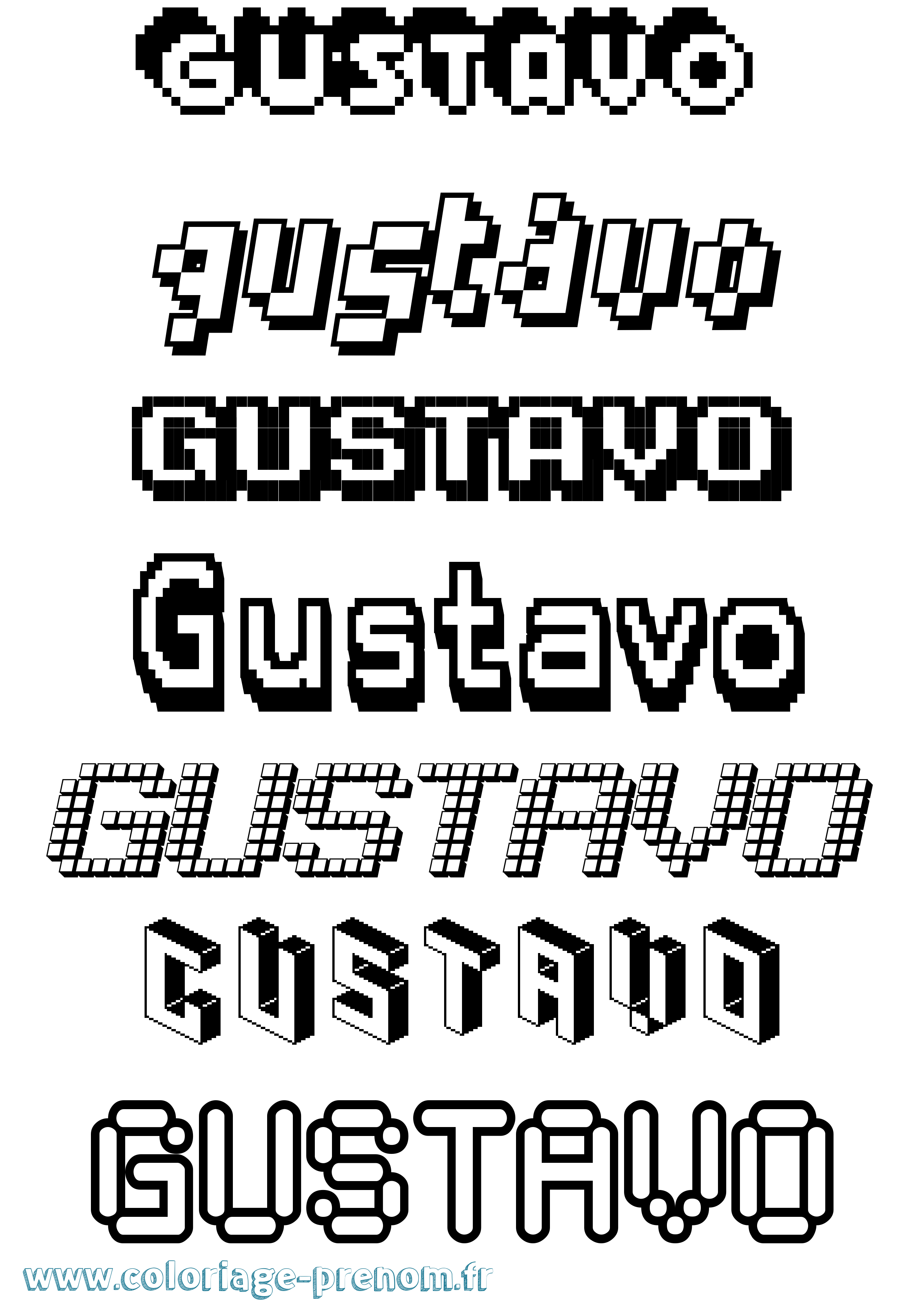 Coloriage Gustavo Pixel Coloriage prénom Gustavo Pixel