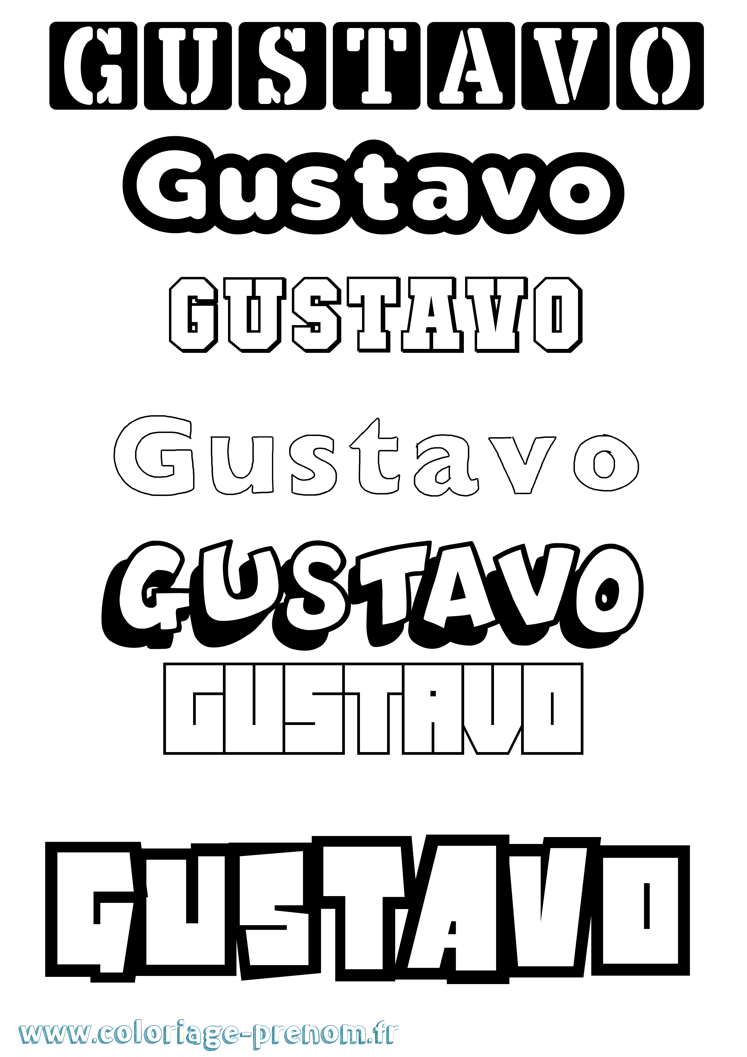 Coloriage Gustavo Simple Coloriage prénom Gustavo Simple