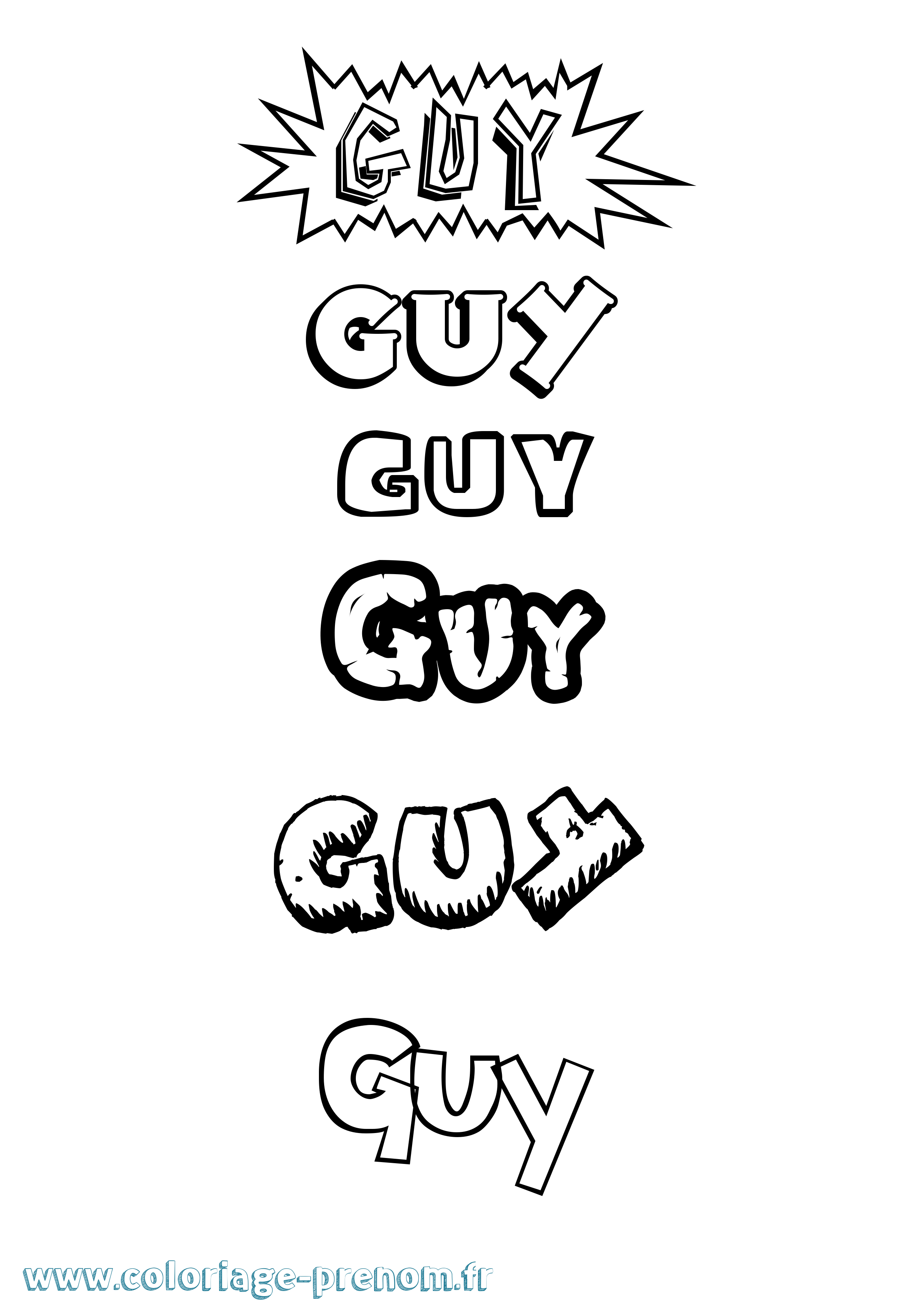 Coloriage Guy Coloriage prénom Guy