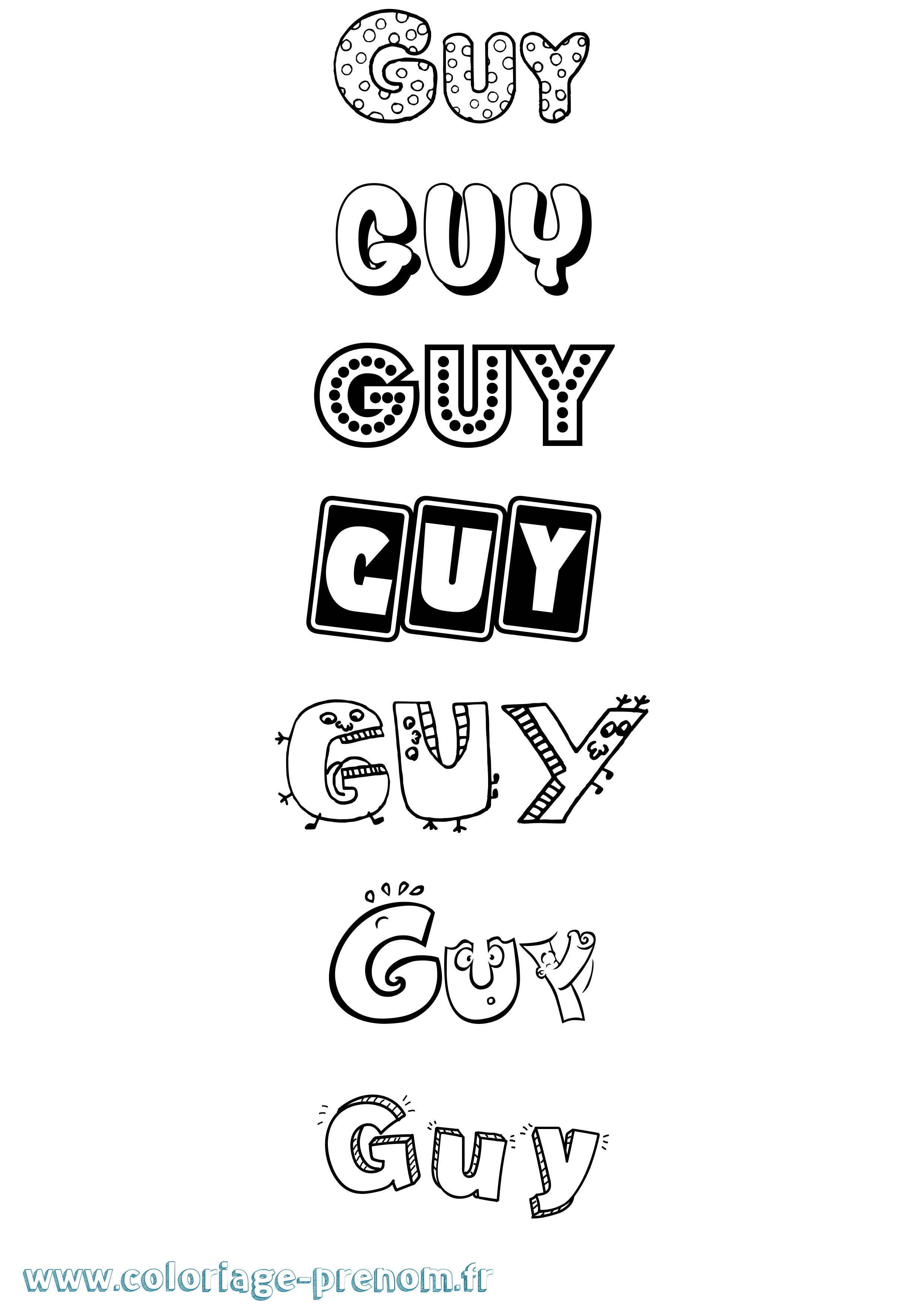 Coloriage Guy Coloriage prénom Guy