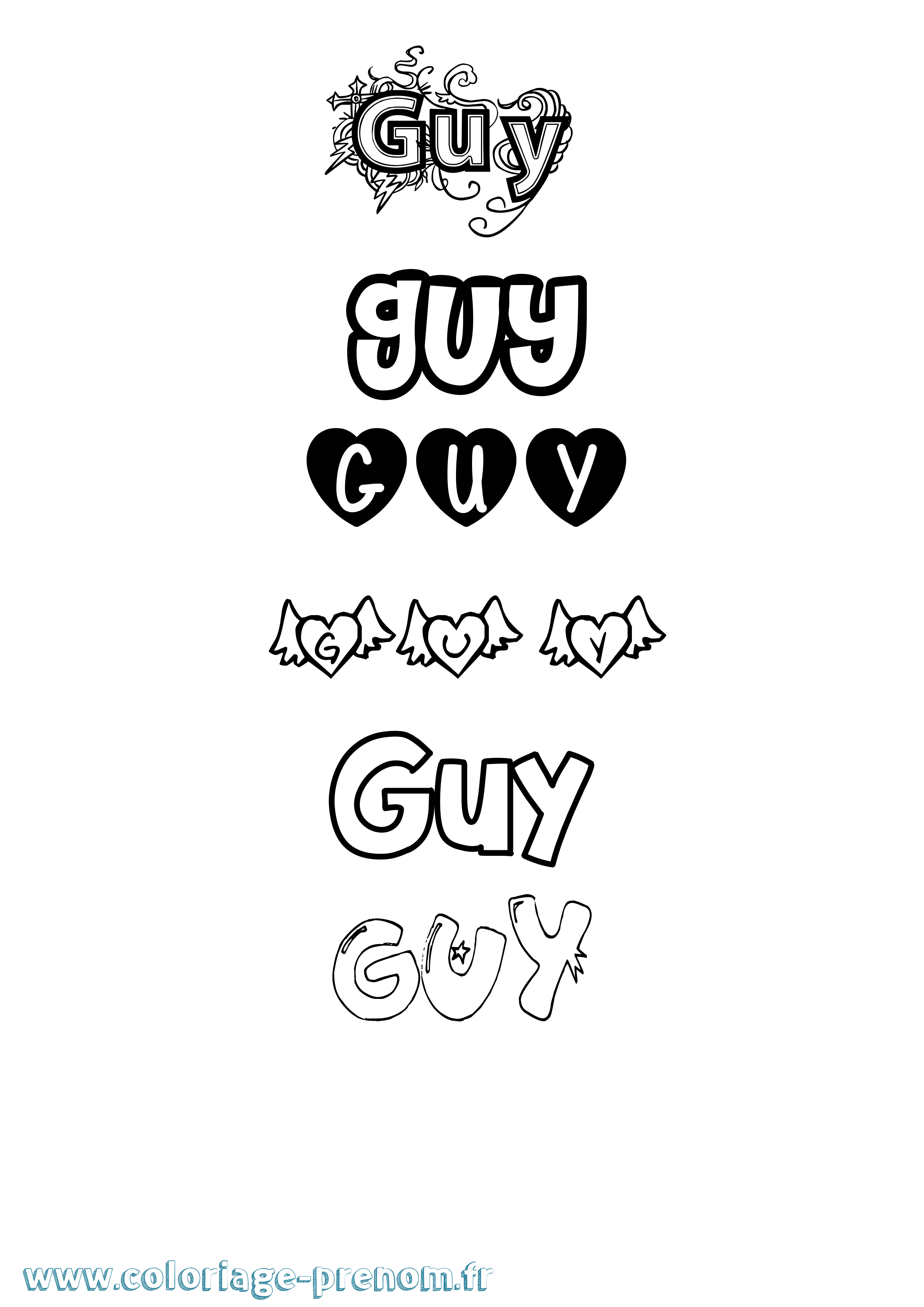 Coloriage Guy Coloriage prénom Guy