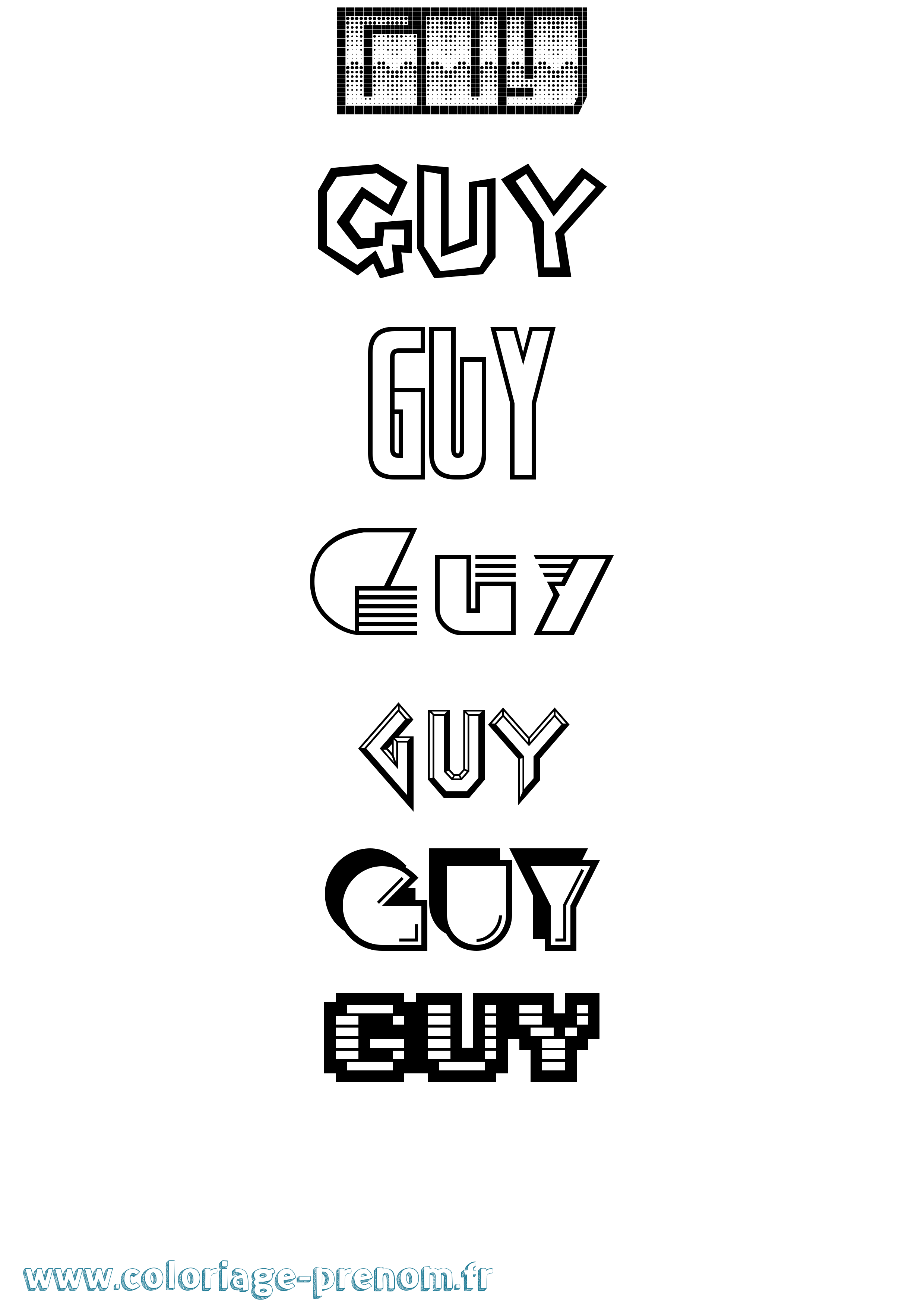 Coloriage Guy Coloriage prénom Guy