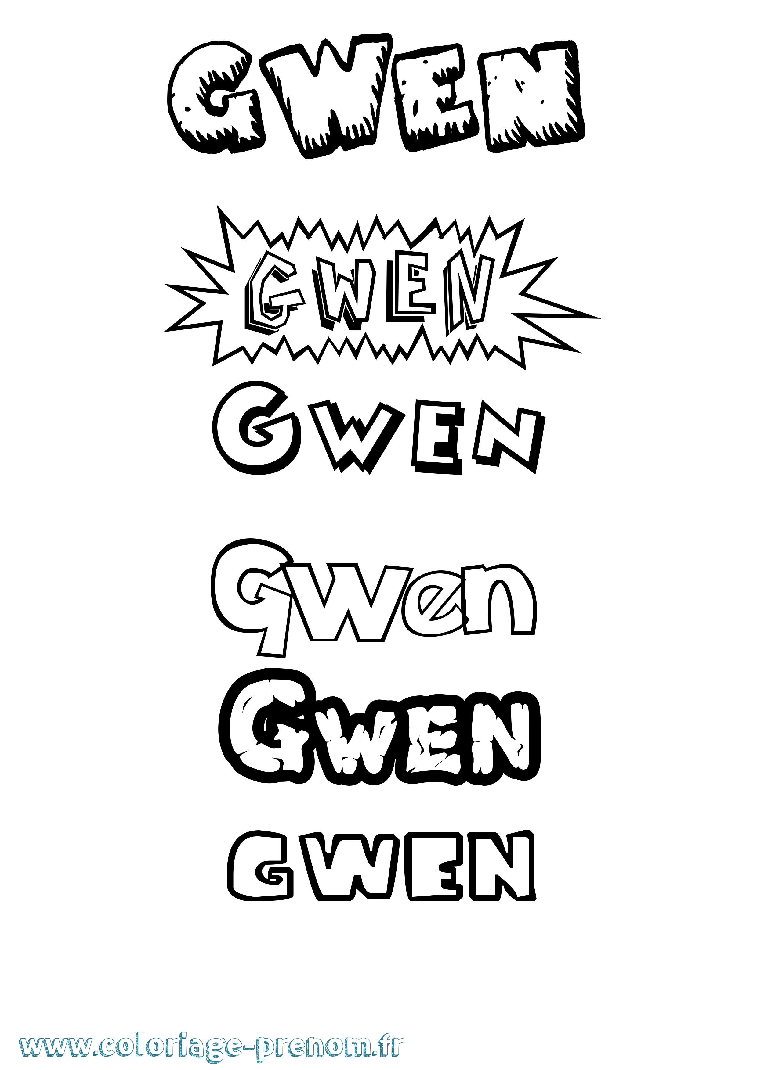 Coloriage prénom Gwen Dessin Animé