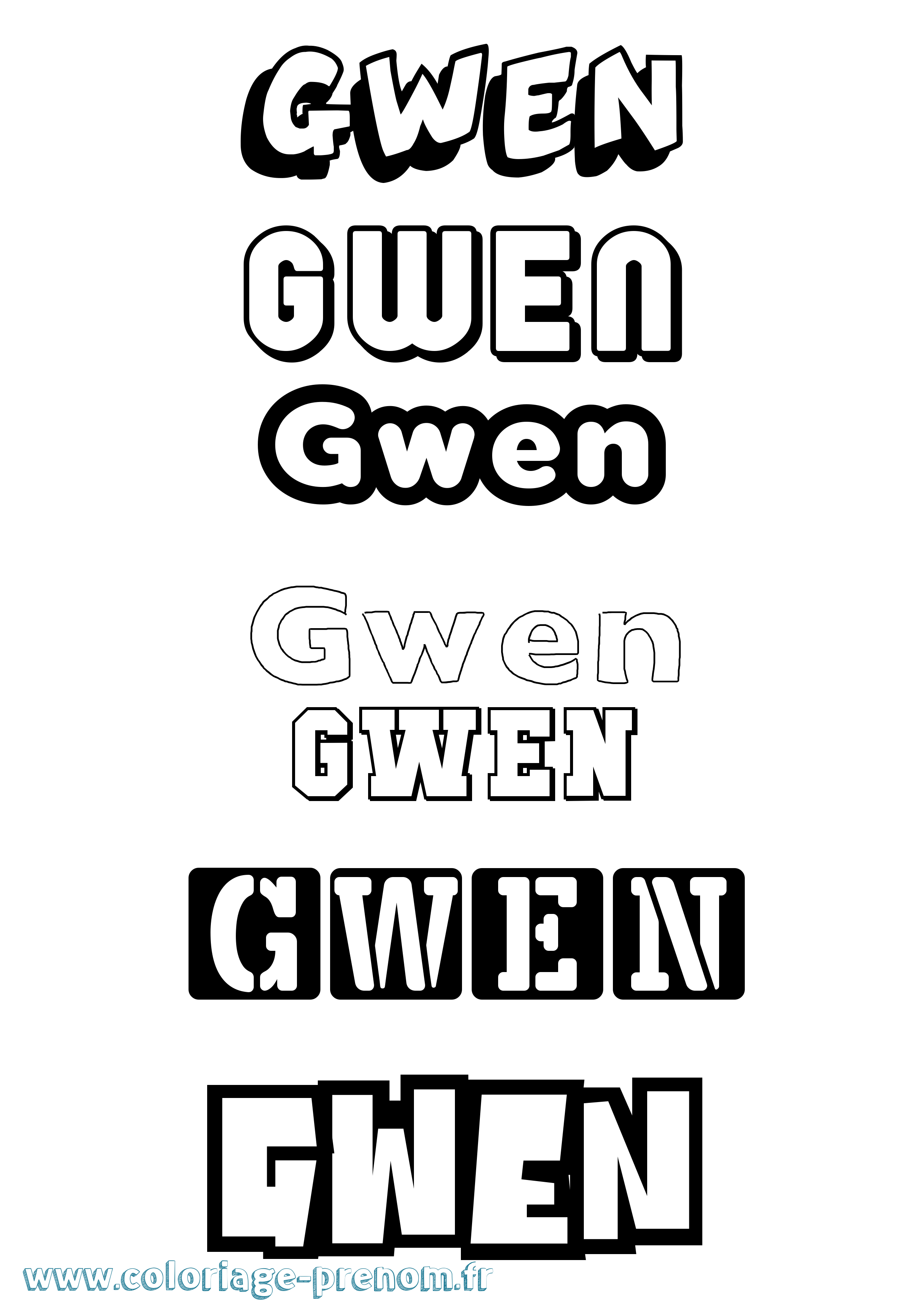 Coloriage prénom Gwen Simple