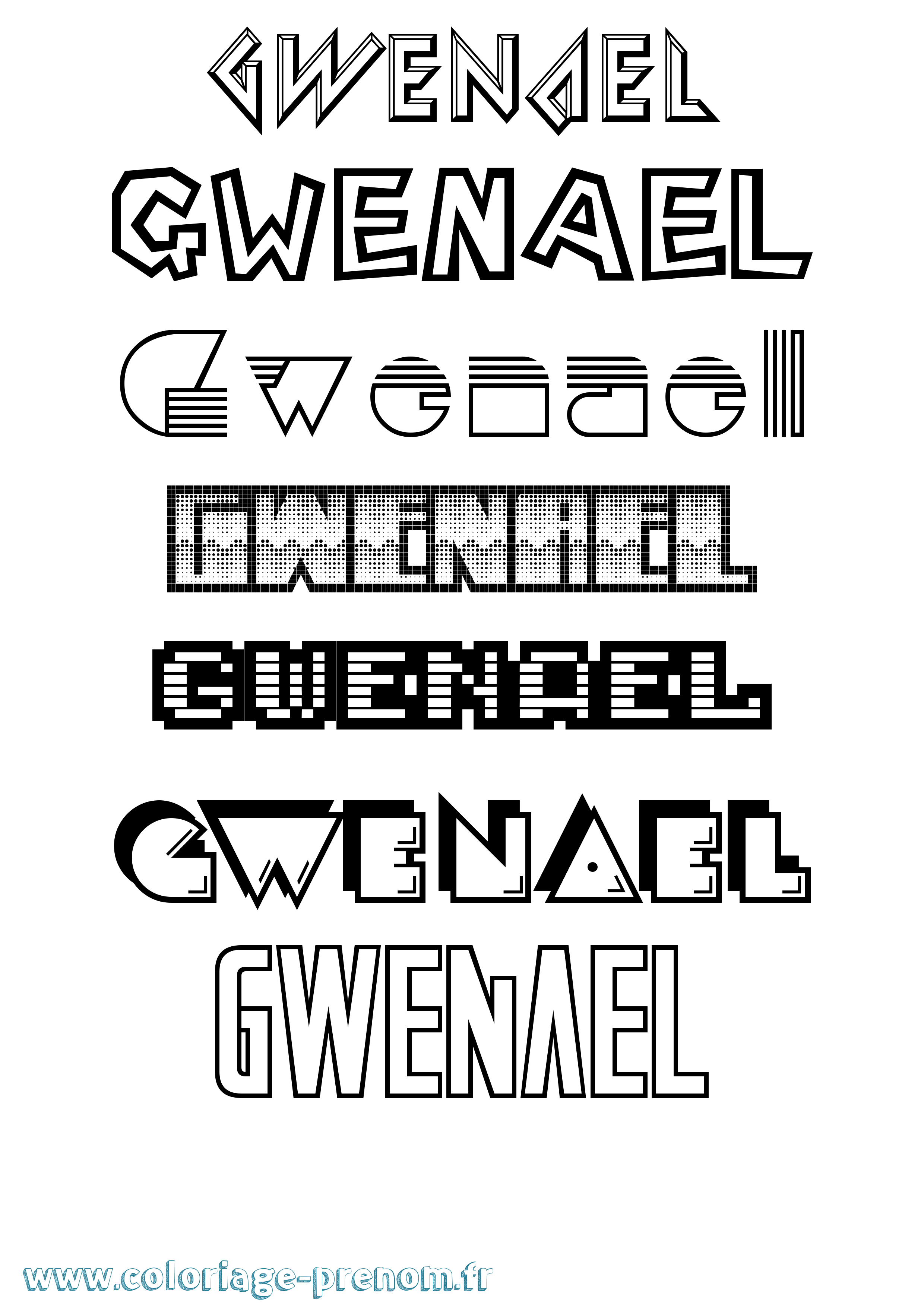 Coloriage prénom Gwenael Jeux Vidéos