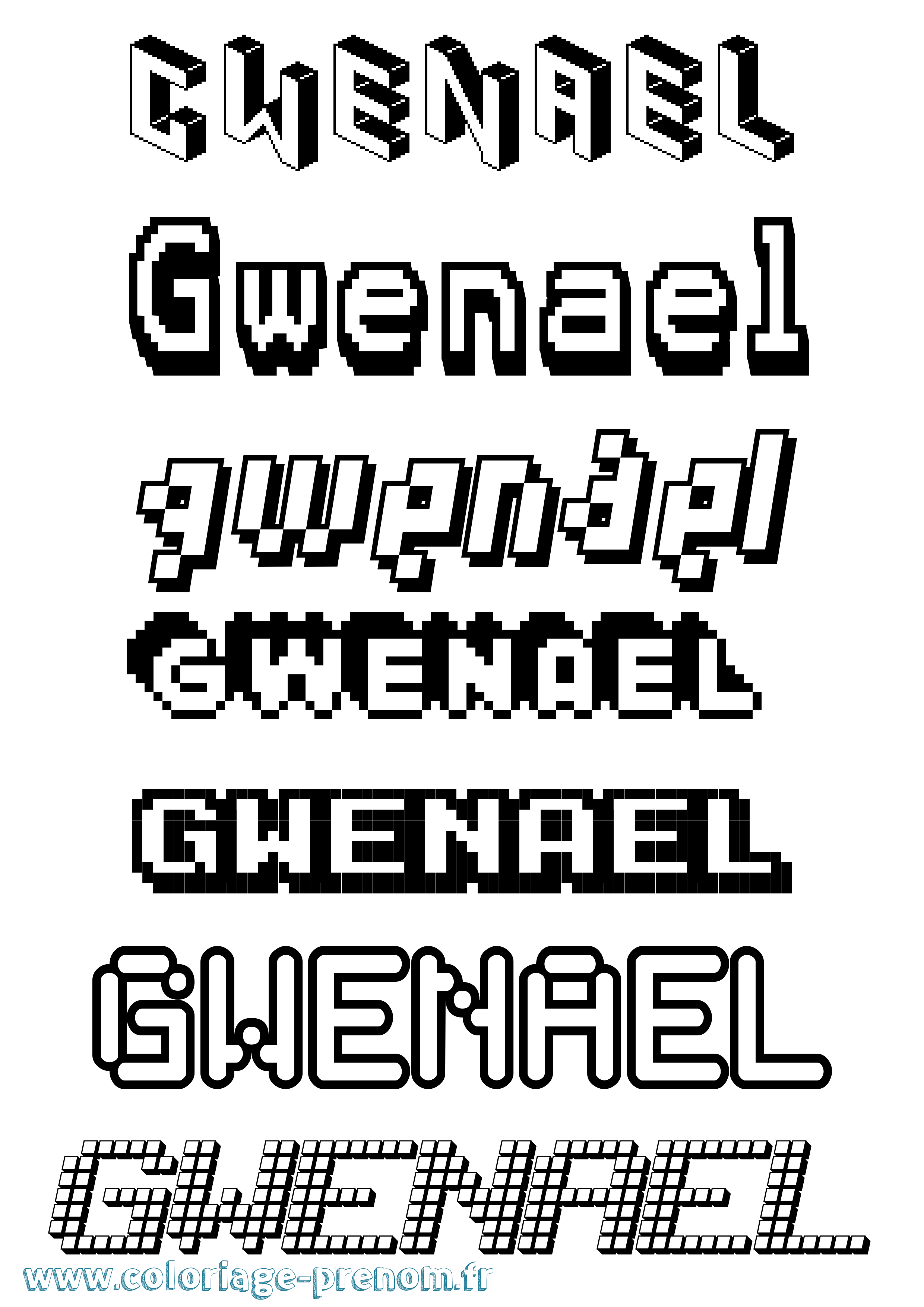 Coloriage prénom Gwenael Pixel