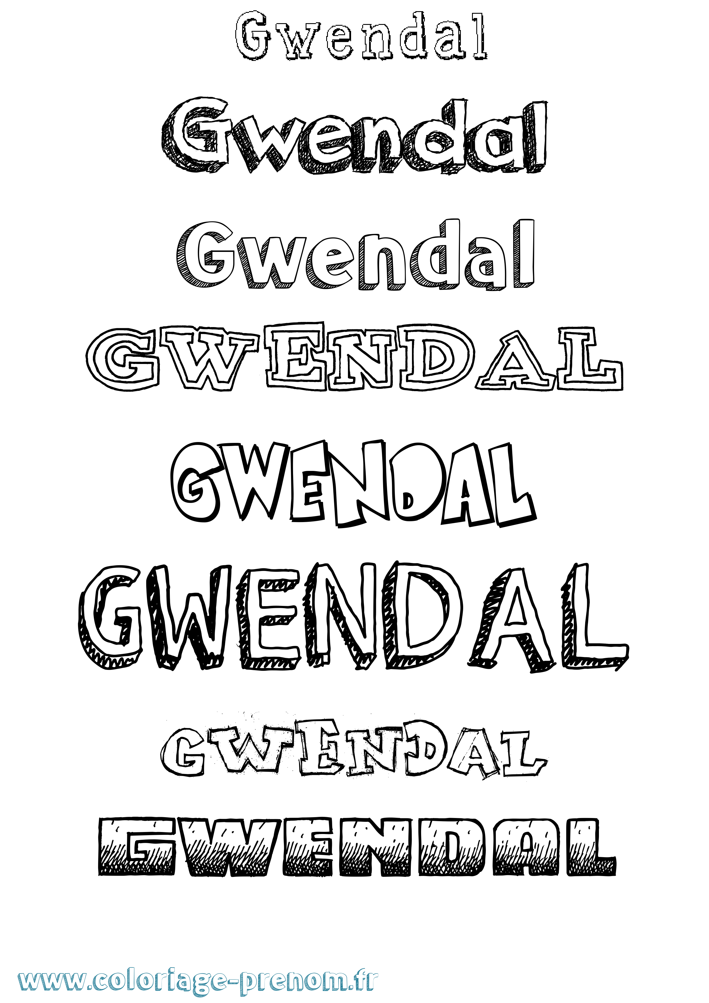 Coloriage prénom Gwendal Dessiné
