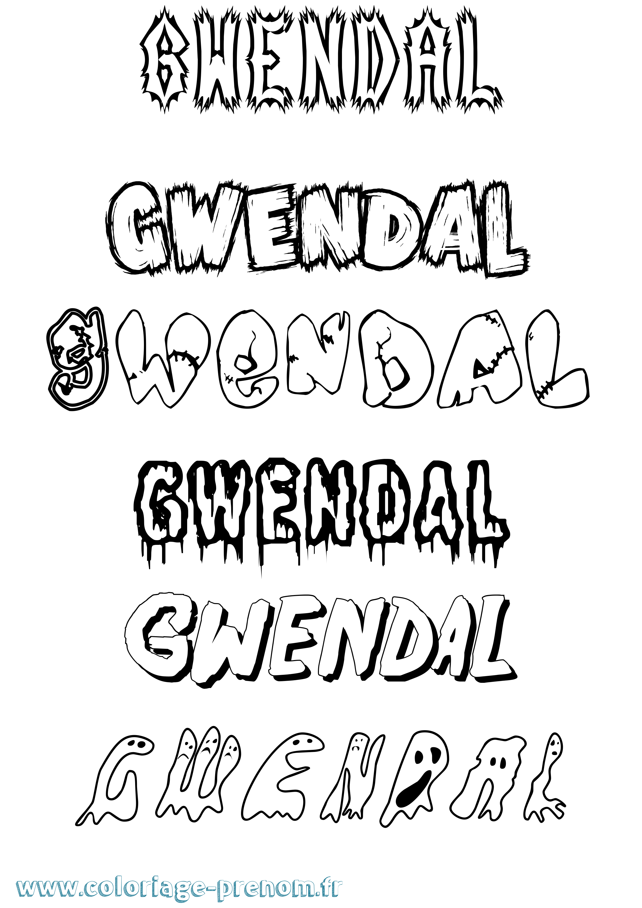 Coloriage prénom Gwendal Frisson