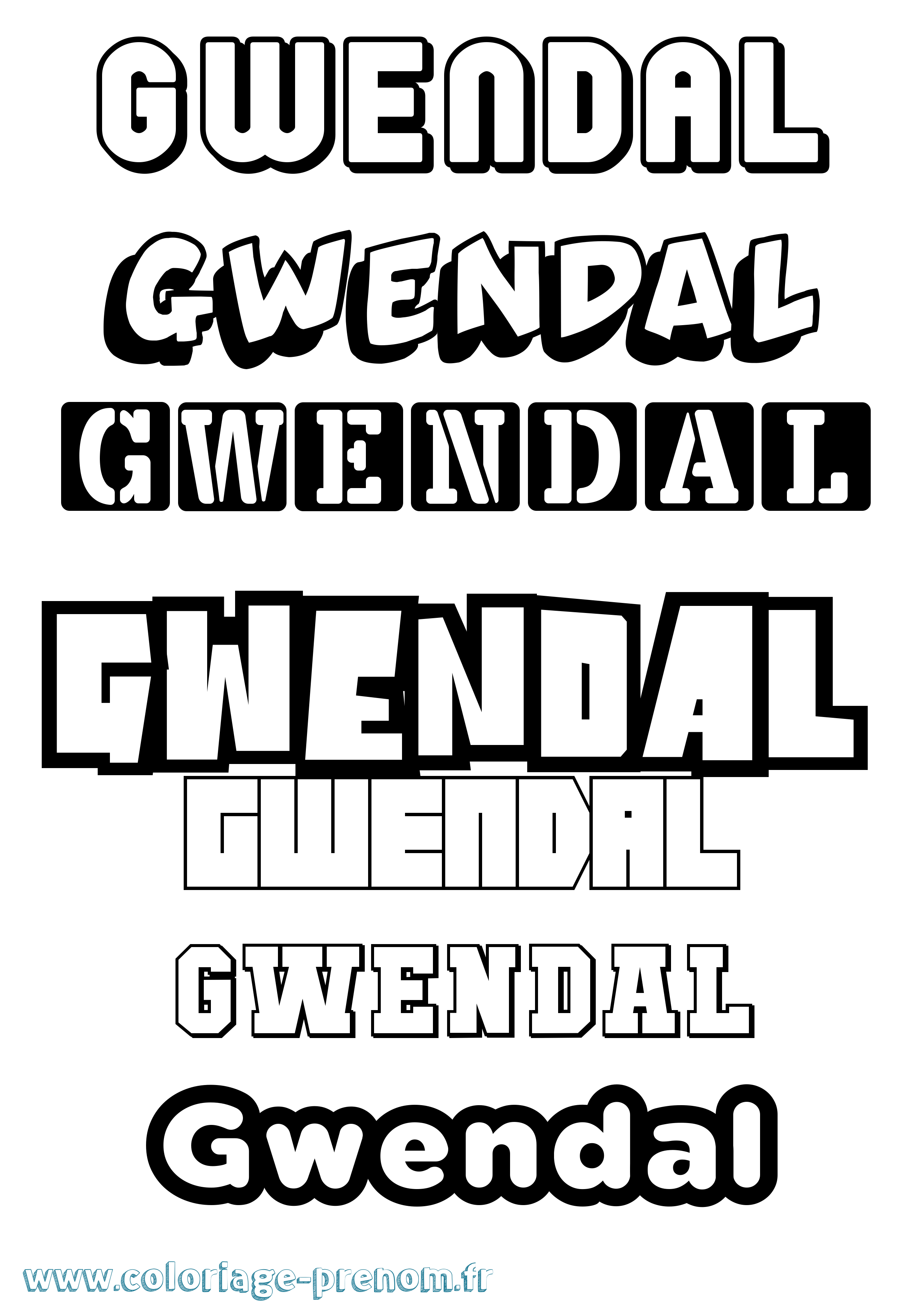 Coloriage prénom Gwendal Simple