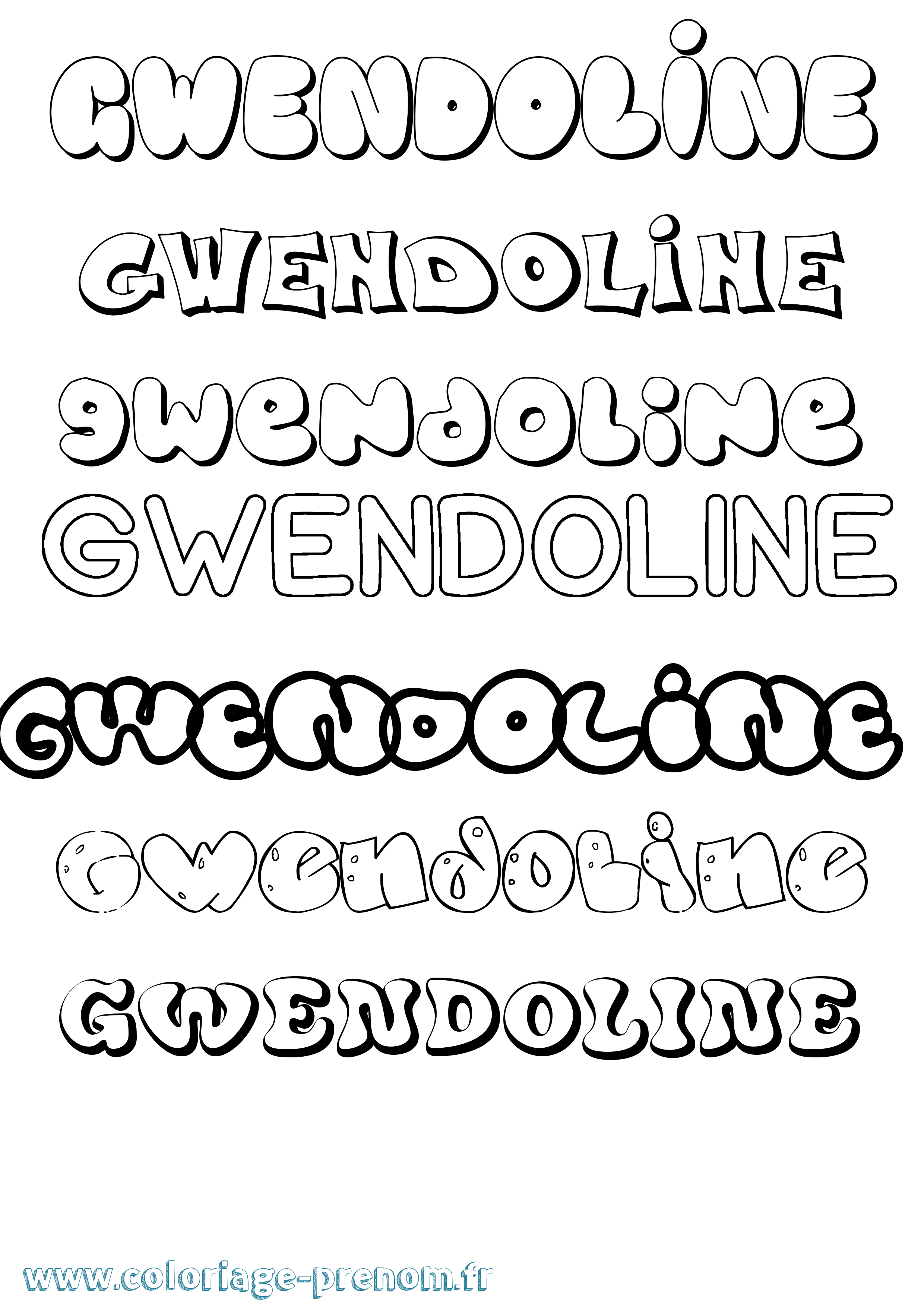 Coloriage Gwendoline Coloriage prénom Gwendoline