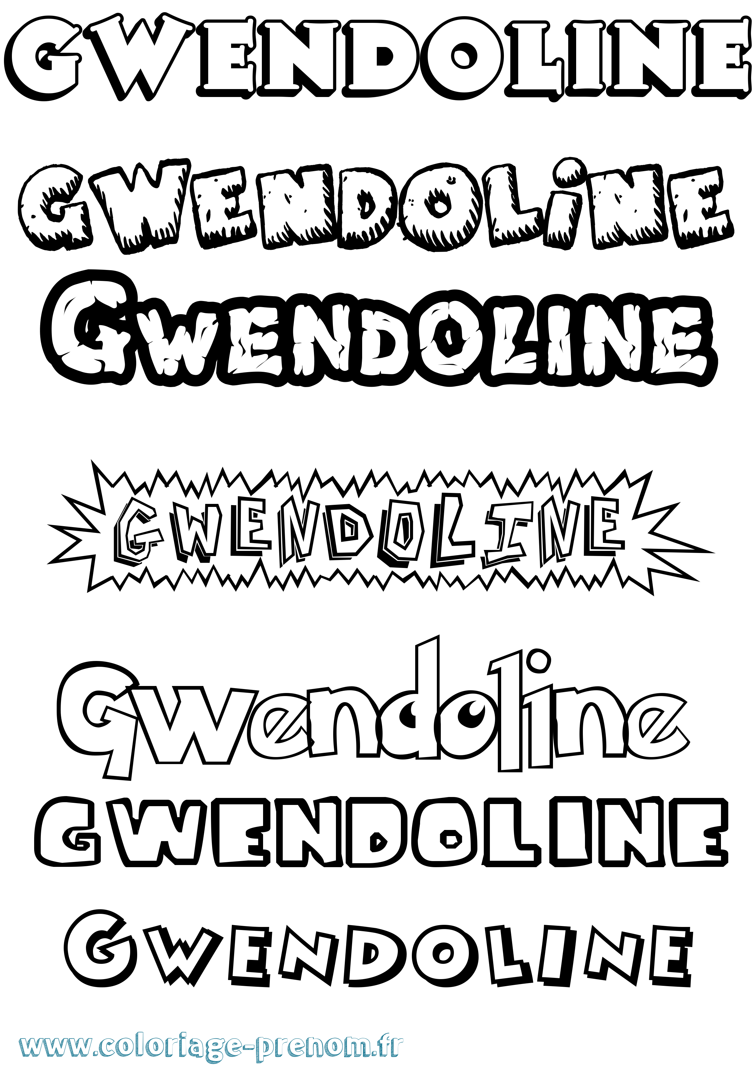Coloriage Gwendoline Coloriage prénom Gwendoline