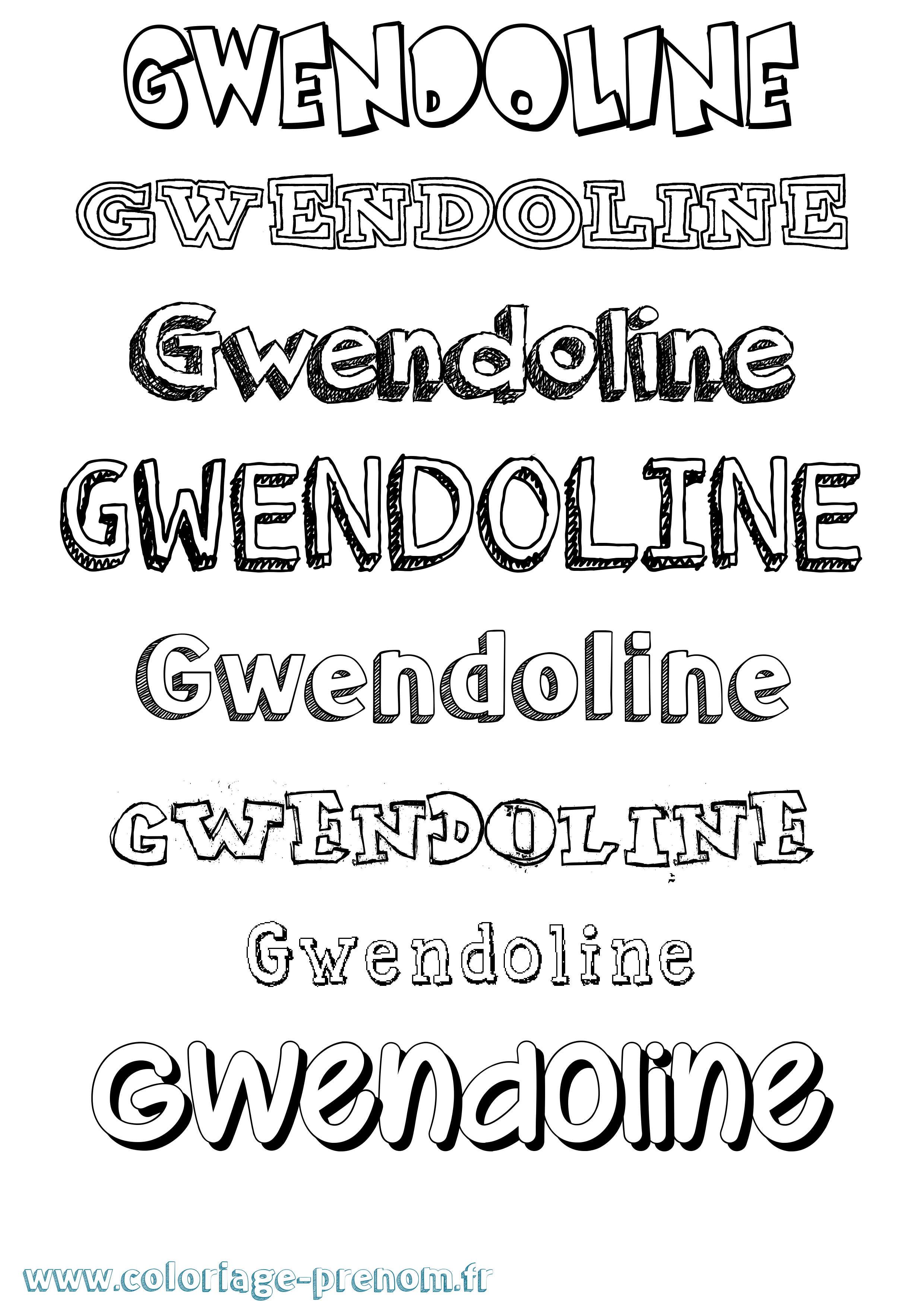 Coloriage Gwendoline Coloriage prénom Gwendoline