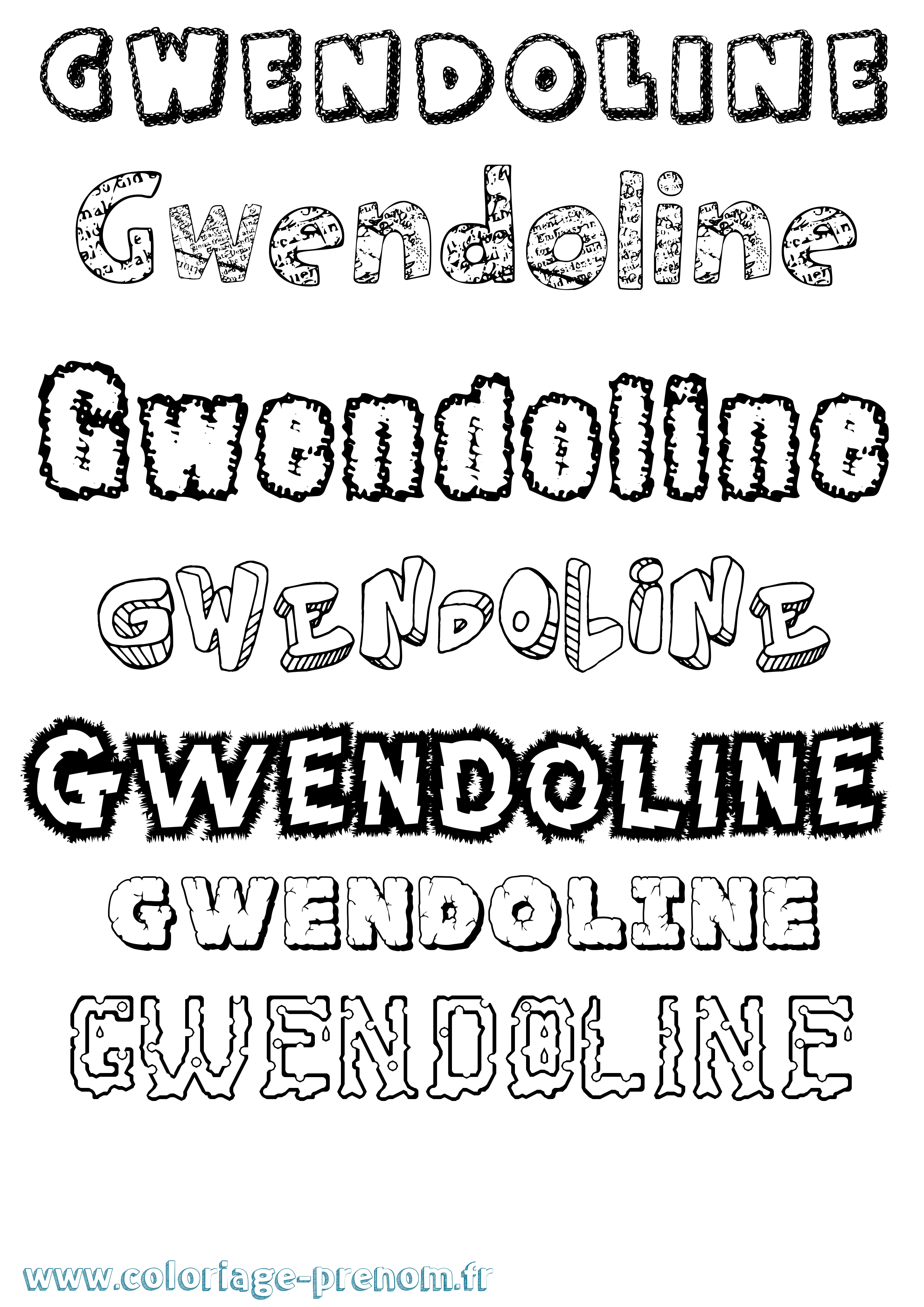 Coloriage Gwendoline Coloriage prénom Gwendoline