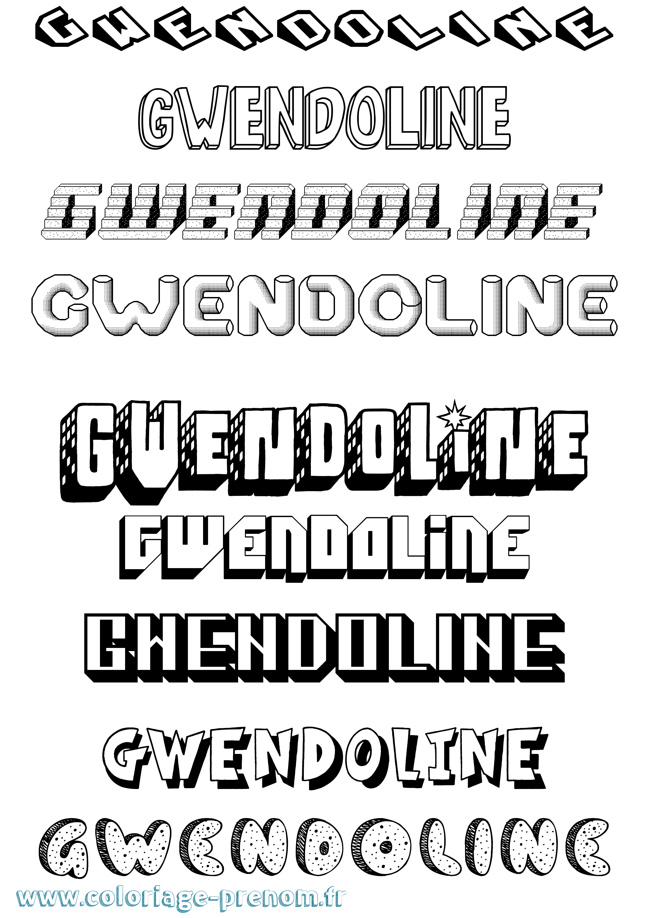 Coloriage Gwendoline Coloriage prénom Gwendoline