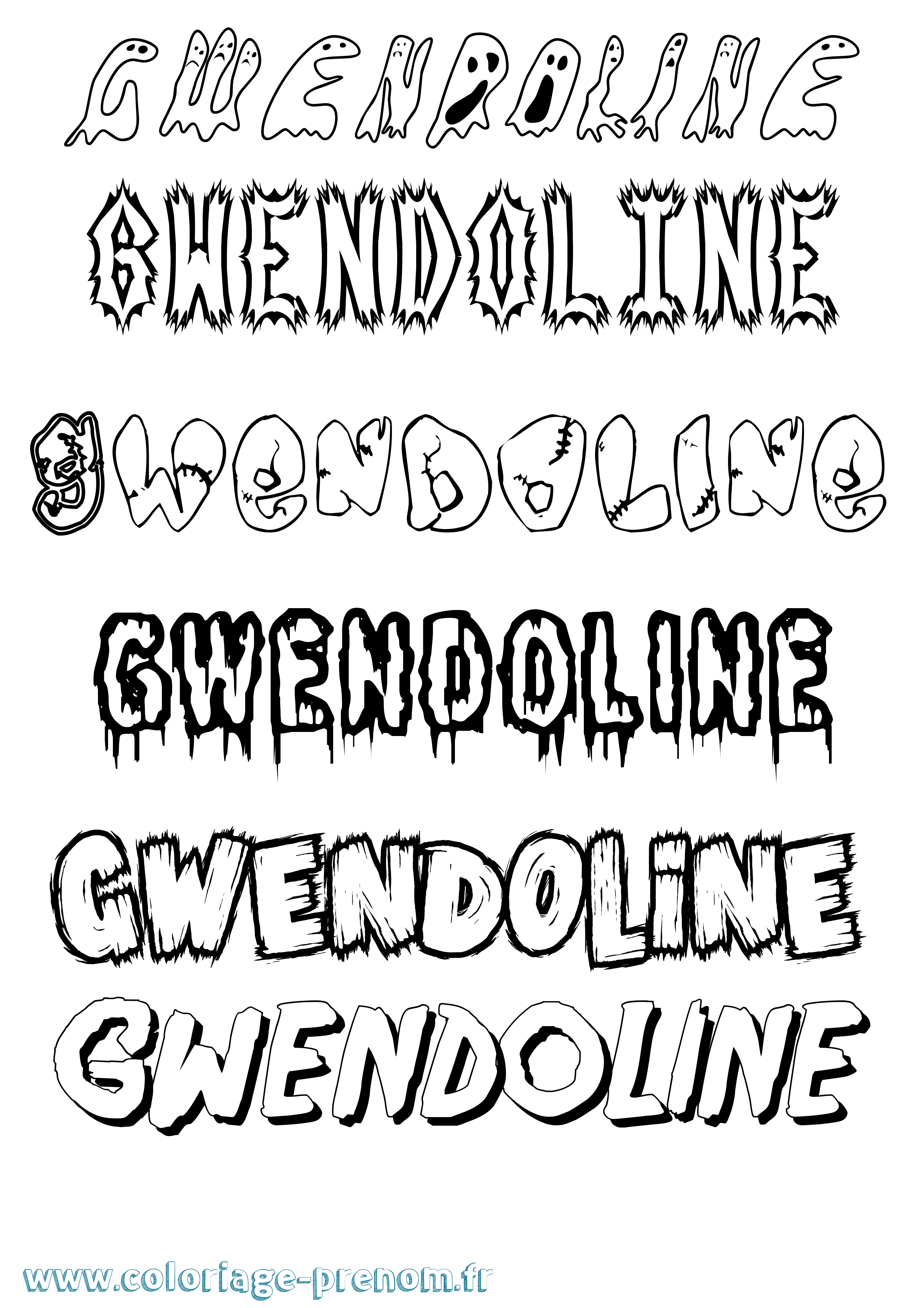 Coloriage Gwendoline Coloriage prénom Gwendoline