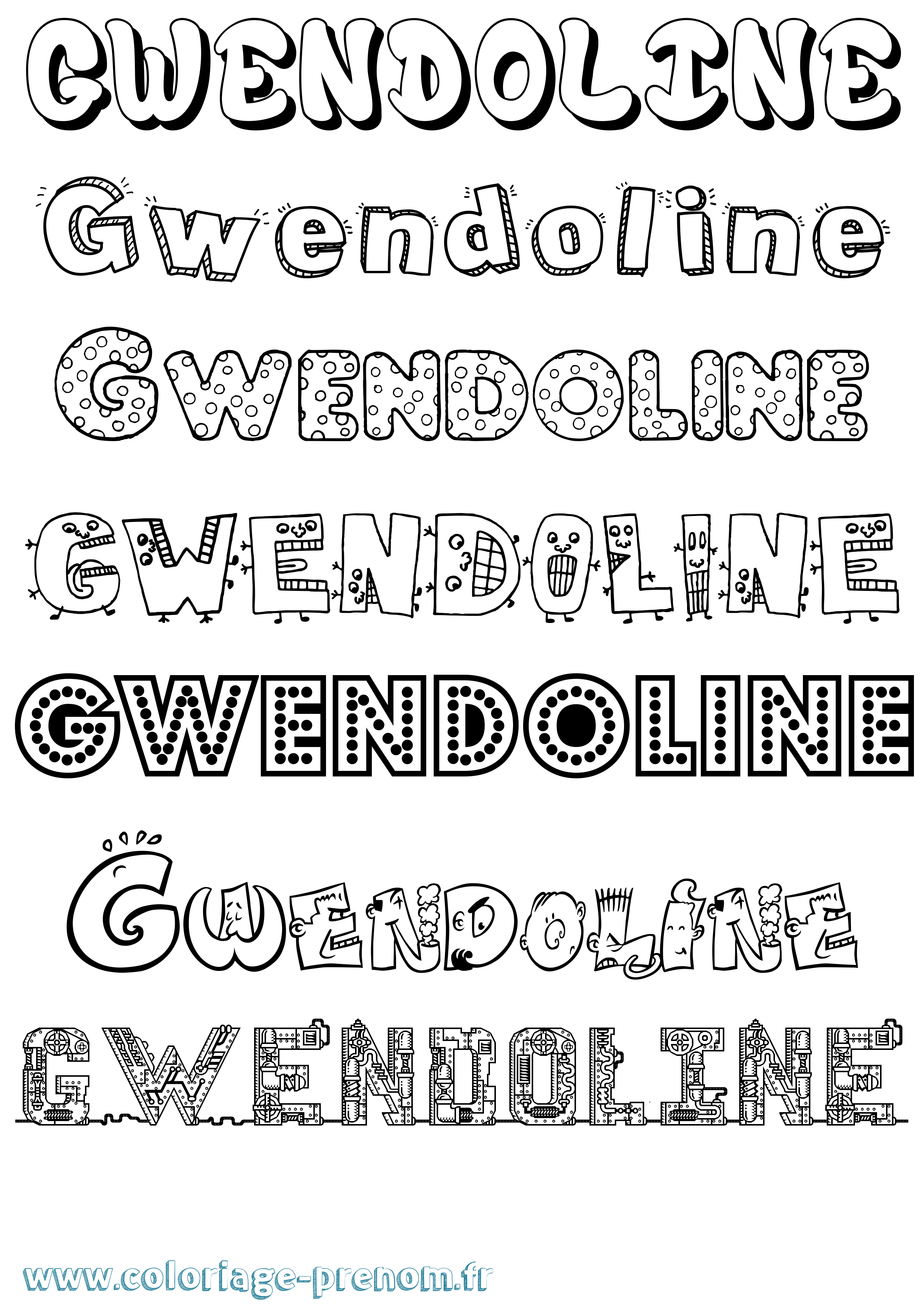 Coloriage Gwendoline Coloriage prénom Gwendoline