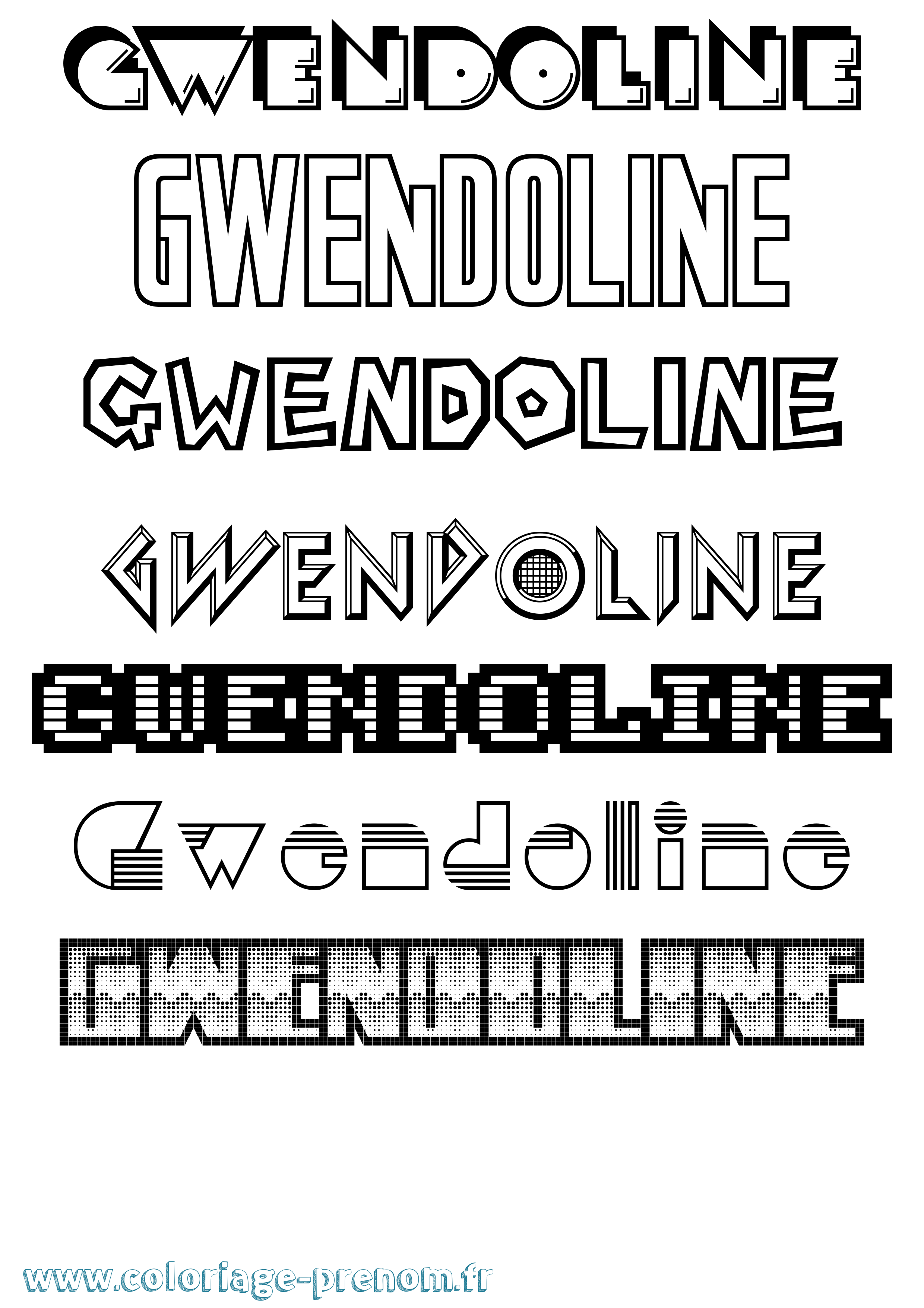 Coloriage Gwendoline Coloriage prénom Gwendoline