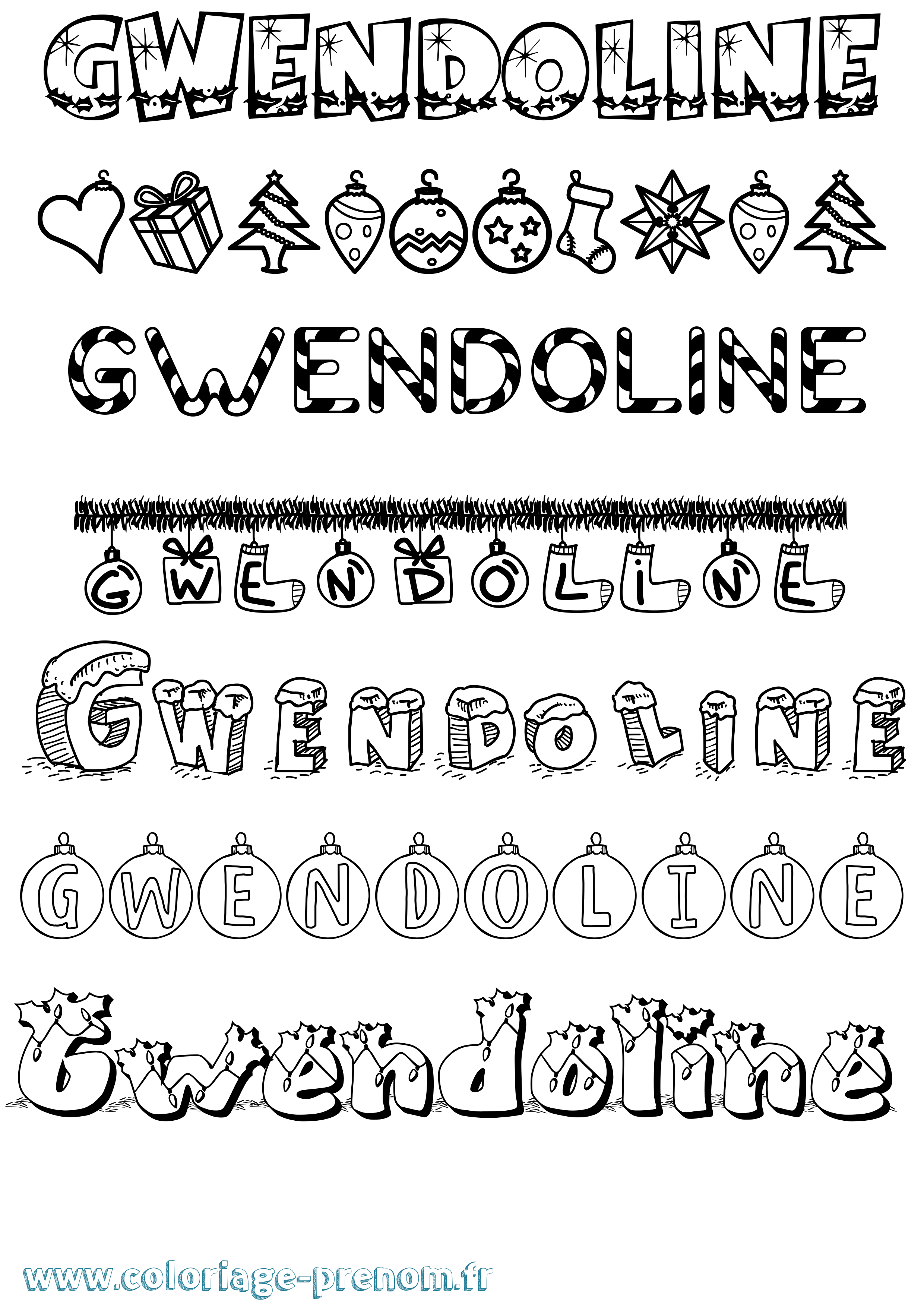 Coloriage Gwendoline Coloriage prénom Gwendoline