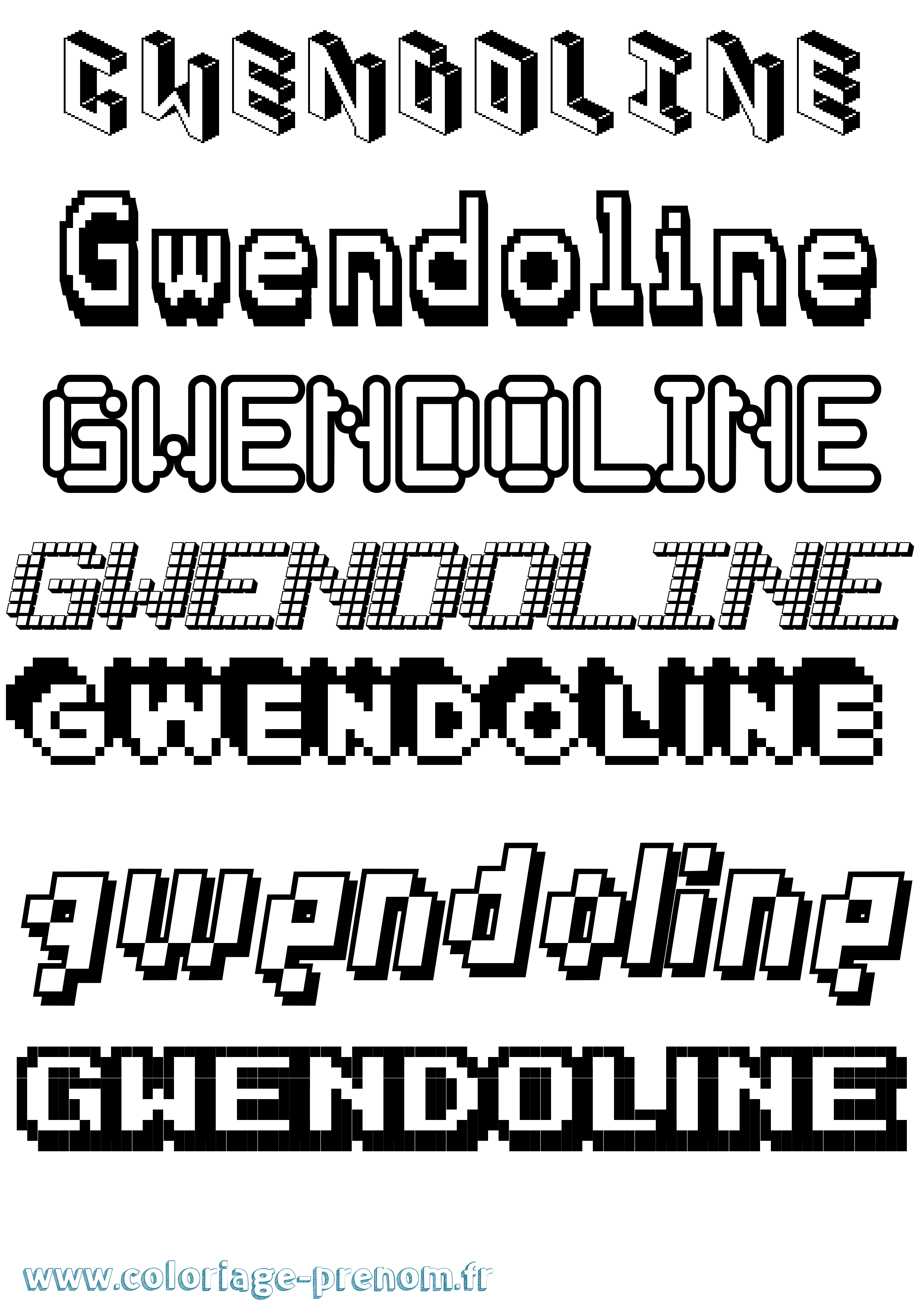Coloriage Gwendoline Coloriage prénom Gwendoline