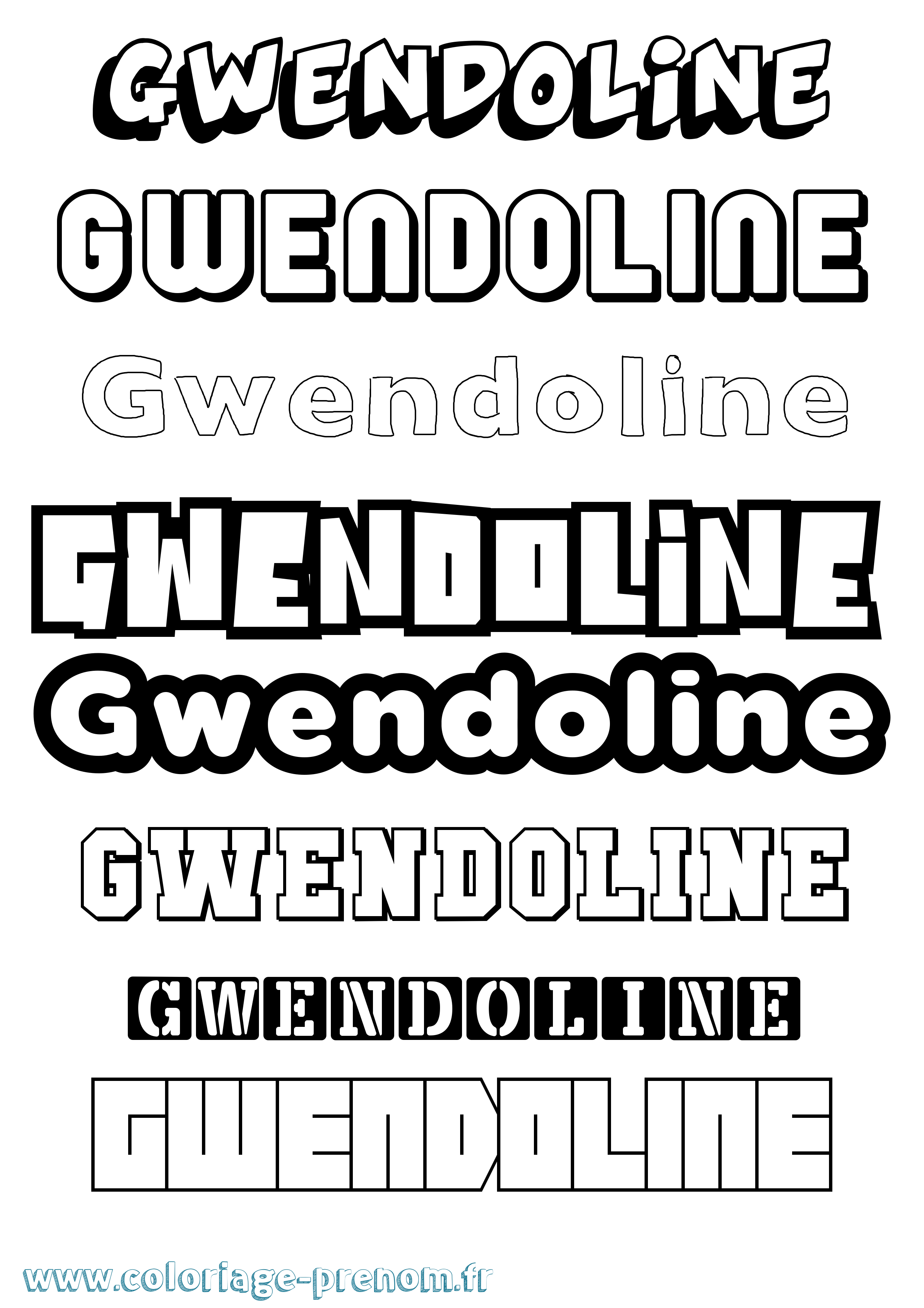 Coloriage prénom Gwendoline