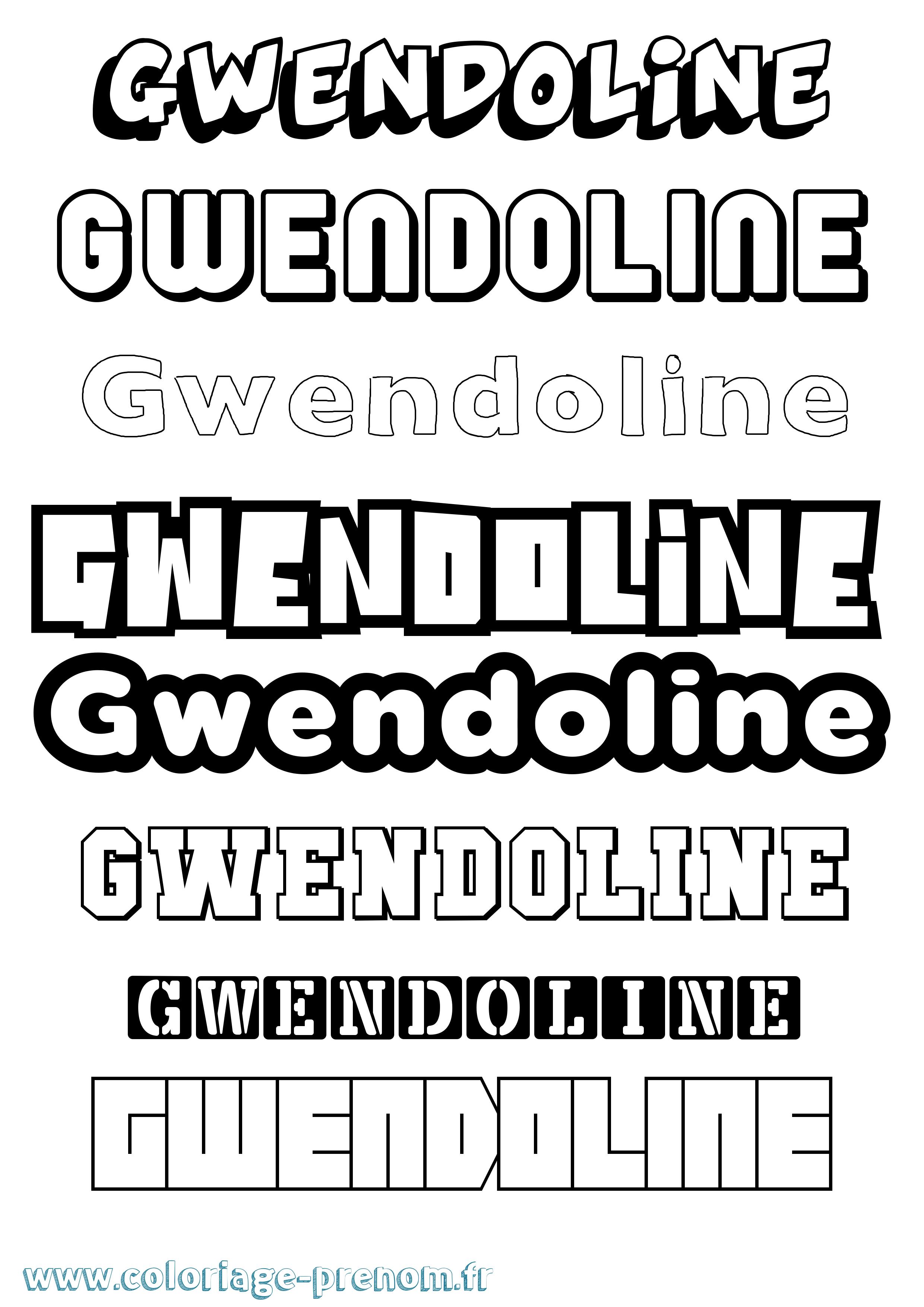 Coloriage Gwendoline Coloriage prénom Gwendoline