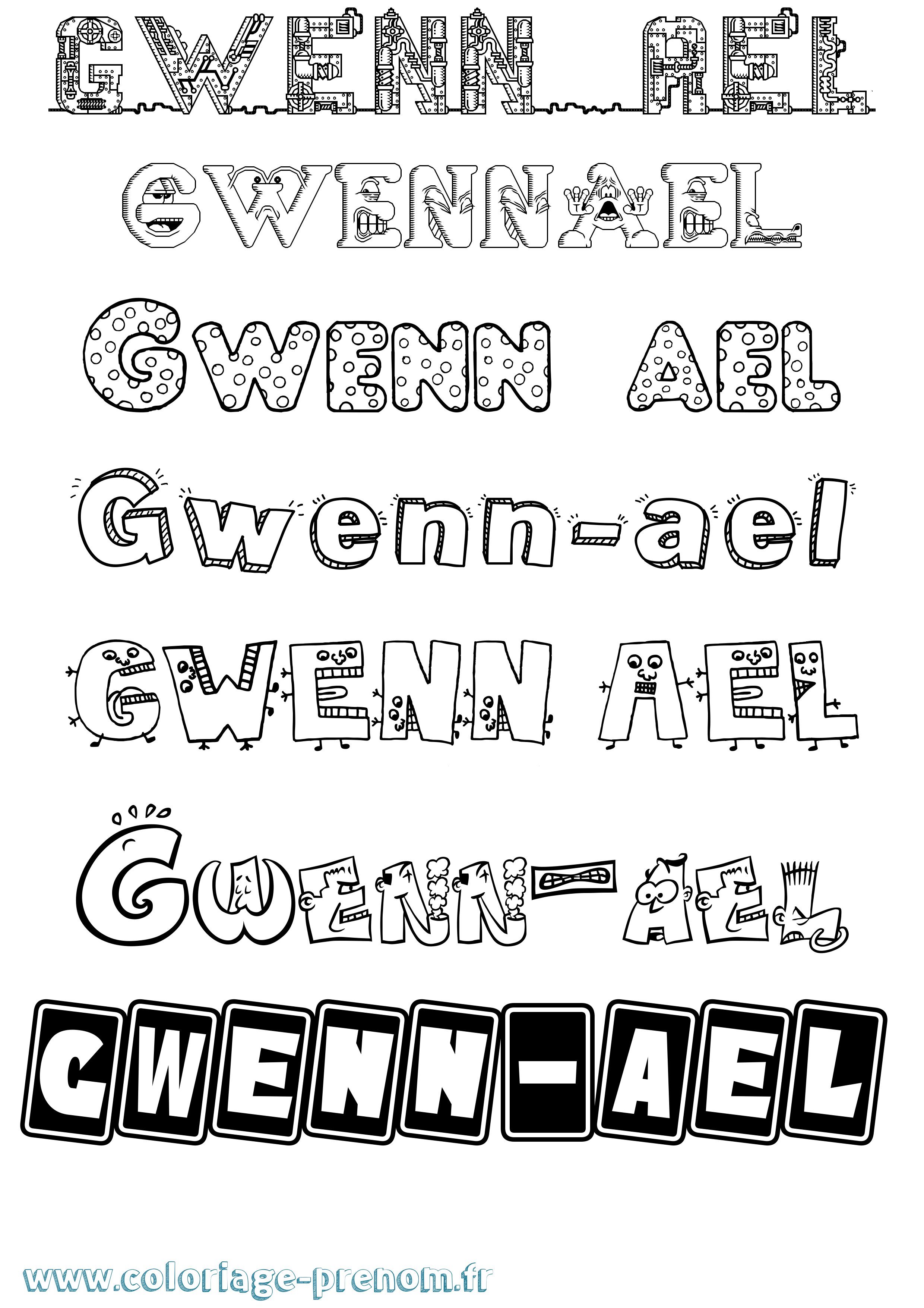 Coloriage du prénom Gwennael à Imprimer ou Télécharger facilement