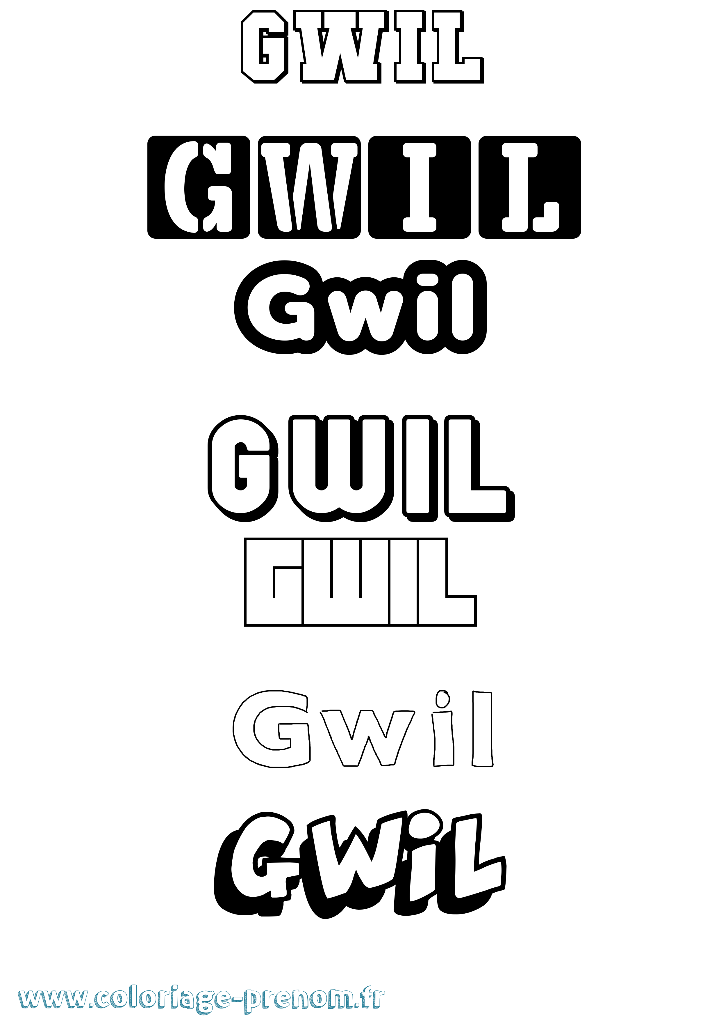 Coloriage prénom Gwil Simple