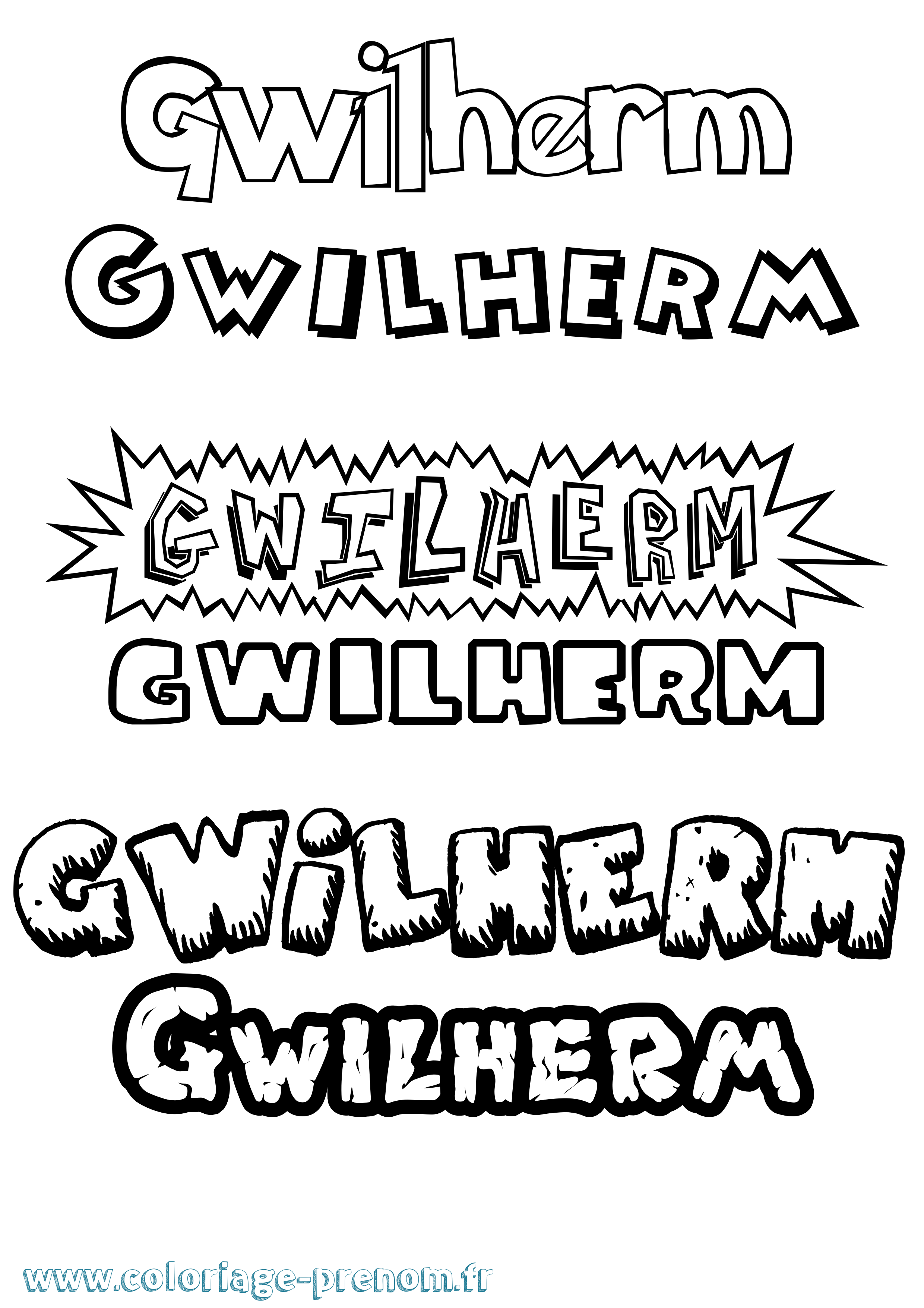 Coloriage Gwilherm Dessin Animé Coloriage prénom Gwilherm Dessin Animé