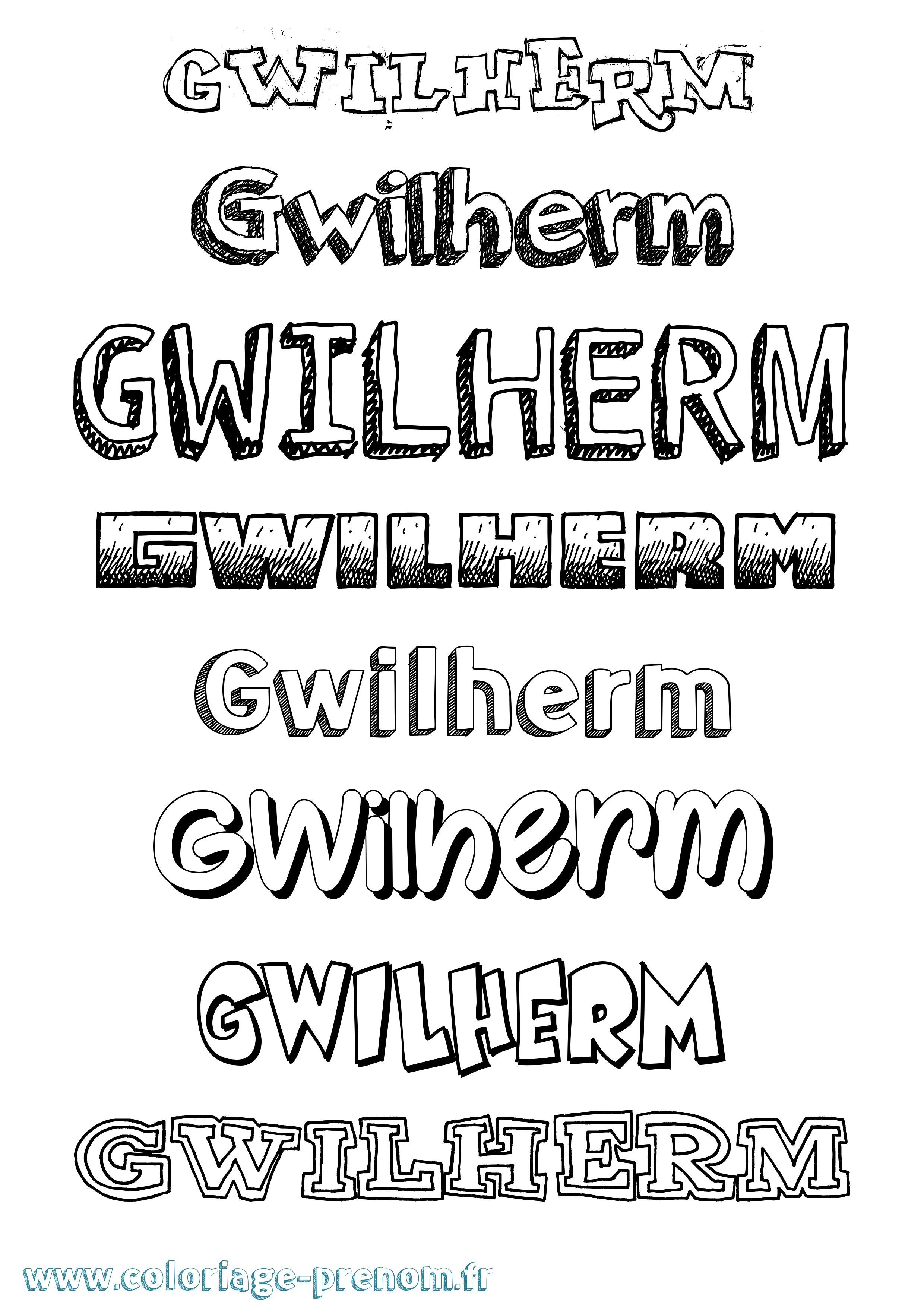 Coloriage Gwilherm Dessiné Coloriage prénom Gwilherm Dessiné
