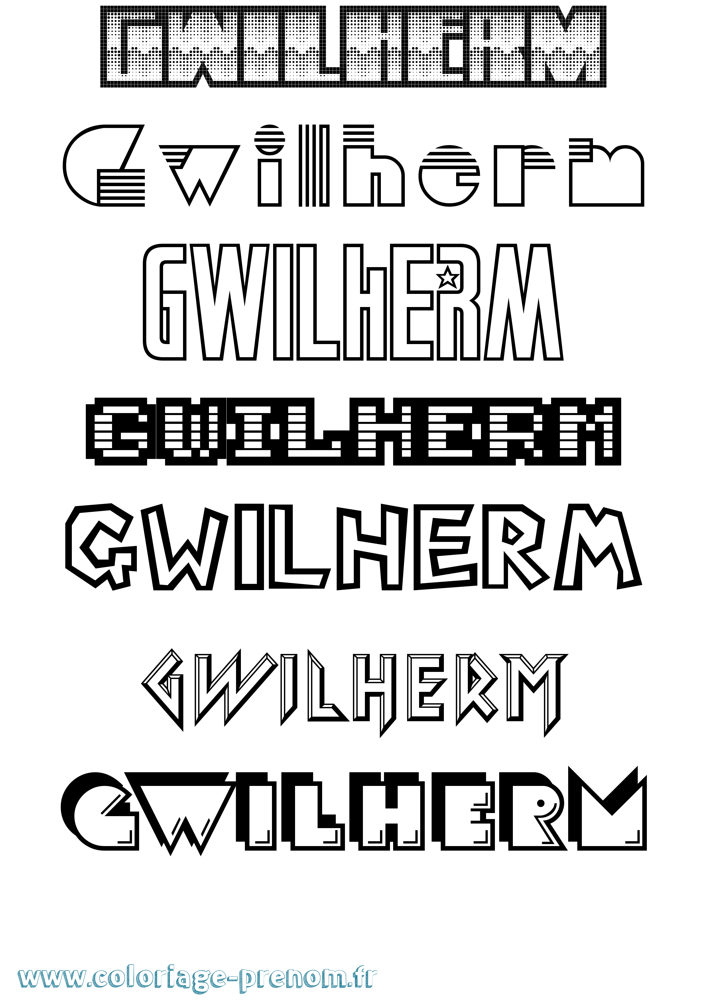 Coloriage Gwilherm Jeux Vidéos Coloriage prénom Gwilherm Jeux Vidéos