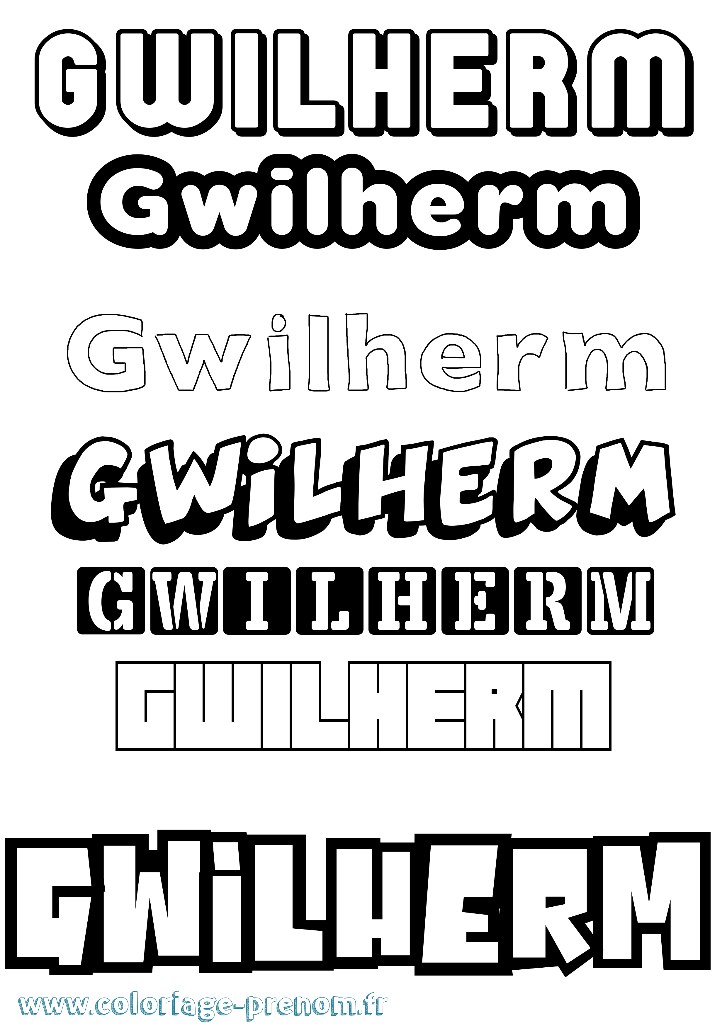 Coloriage Gwilherm Simple Coloriage prénom Gwilherm Simple