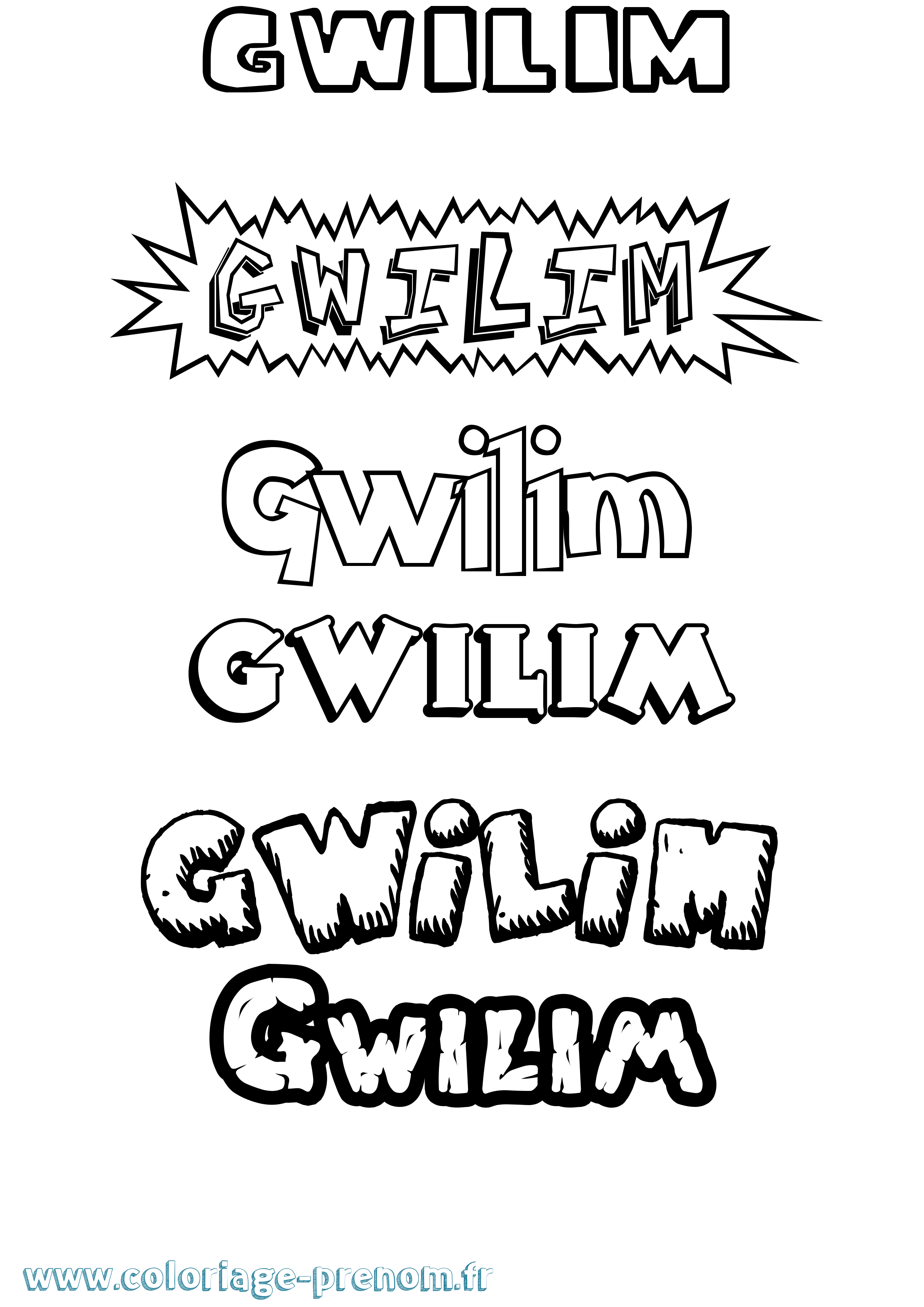 Coloriage Gwilim Dessin Animé Coloriage prénom Gwilim Dessin Animé