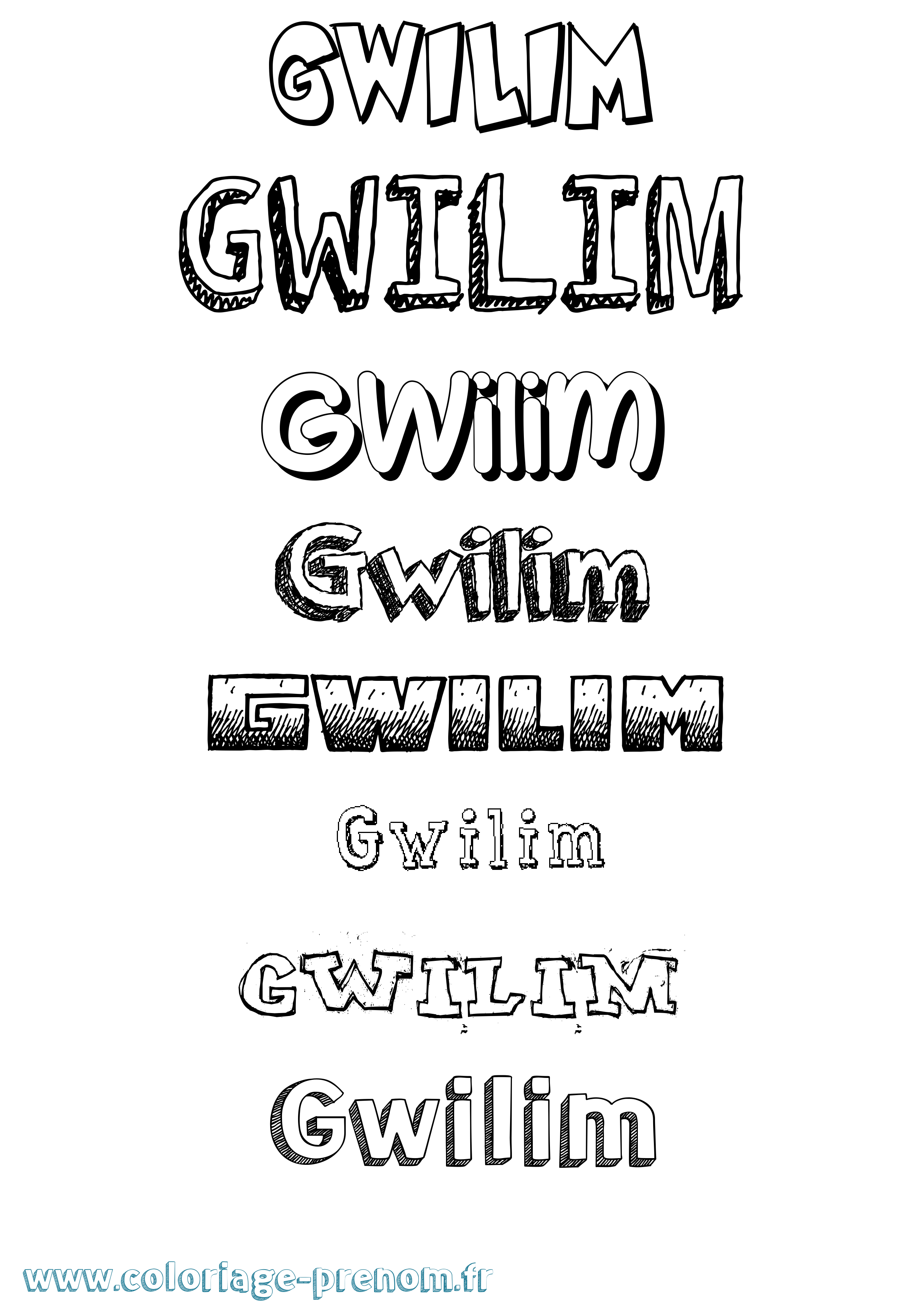Coloriage Gwilim Dessiné Coloriage prénom Gwilim Dessiné