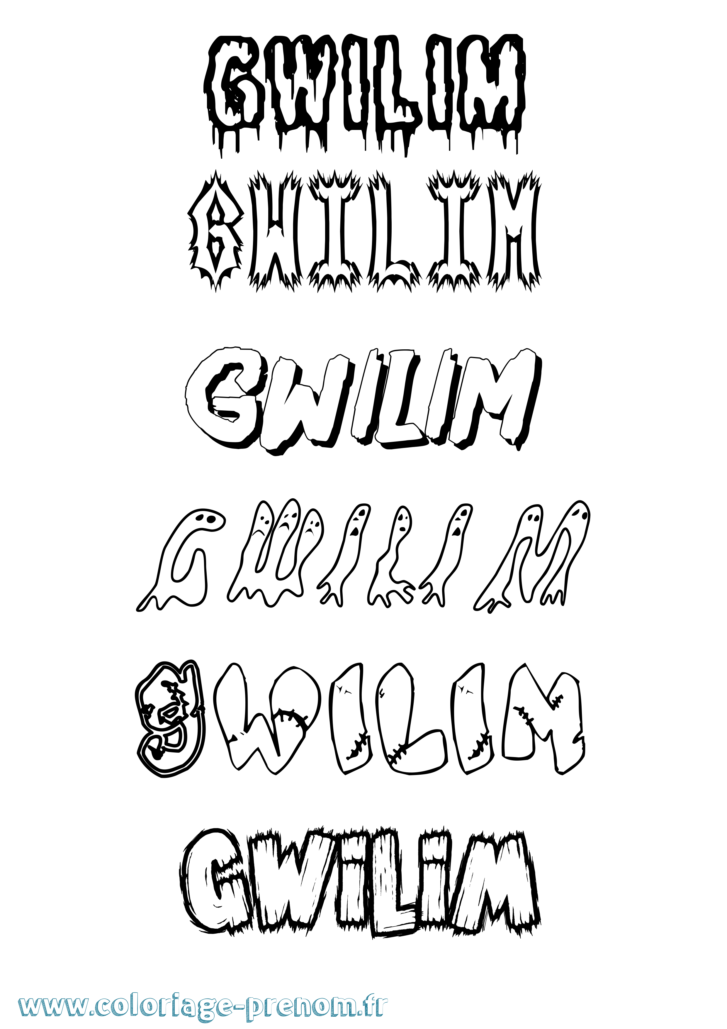 Coloriage Gwilim Frisson Coloriage prénom Gwilim Frisson