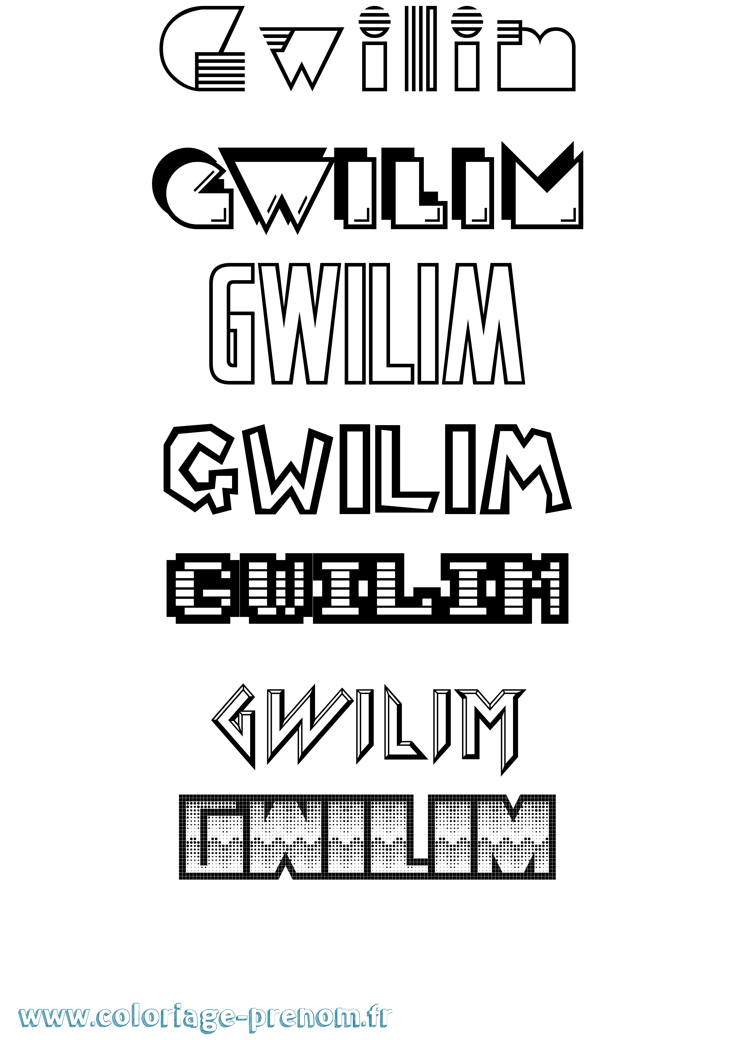 Coloriage Gwilim Jeux Vidéos Coloriage prénom Gwilim Jeux Vidéos