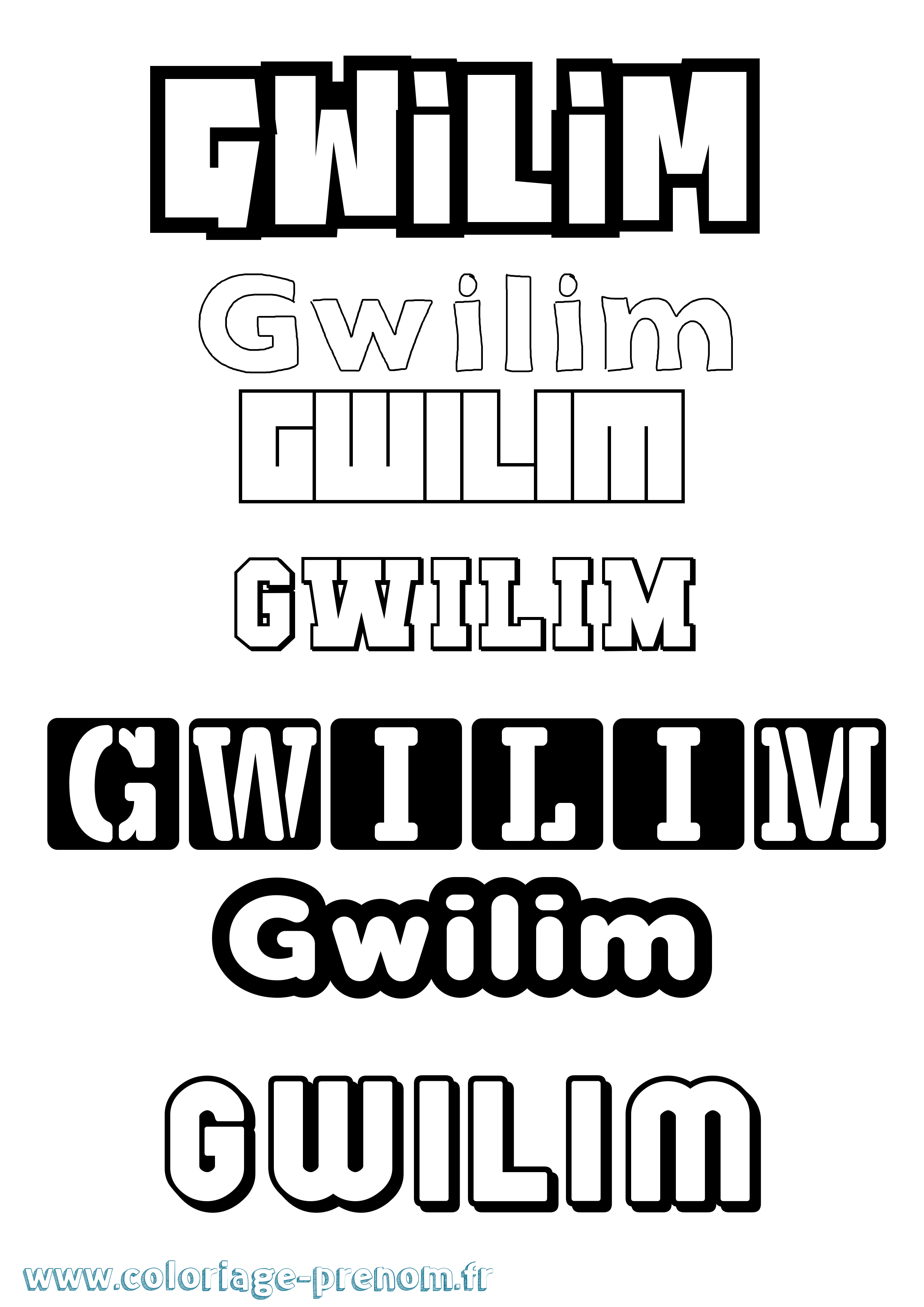 Coloriage prénom Gwilim Simple