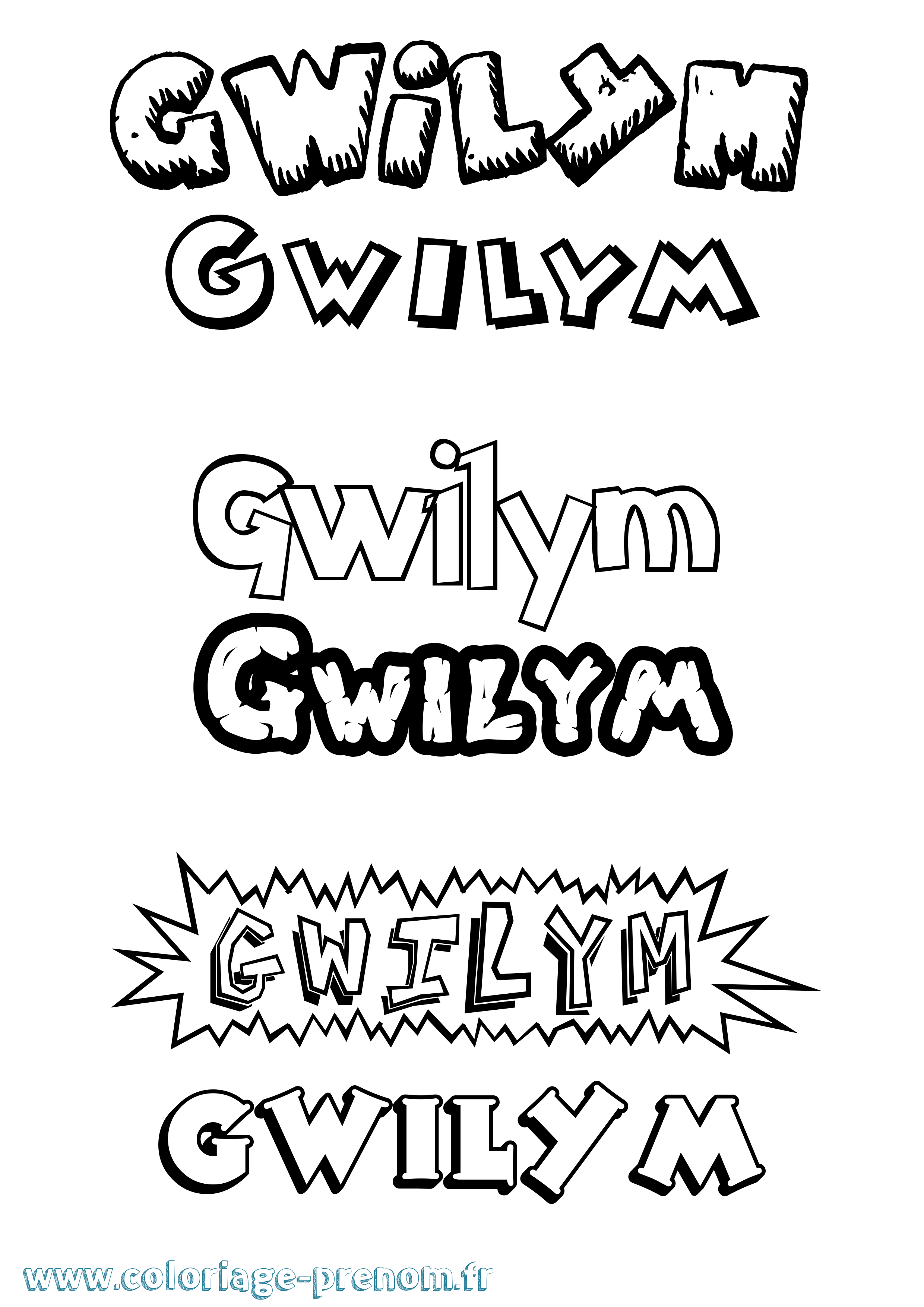 Coloriage prénom Gwilym Dessin Animé