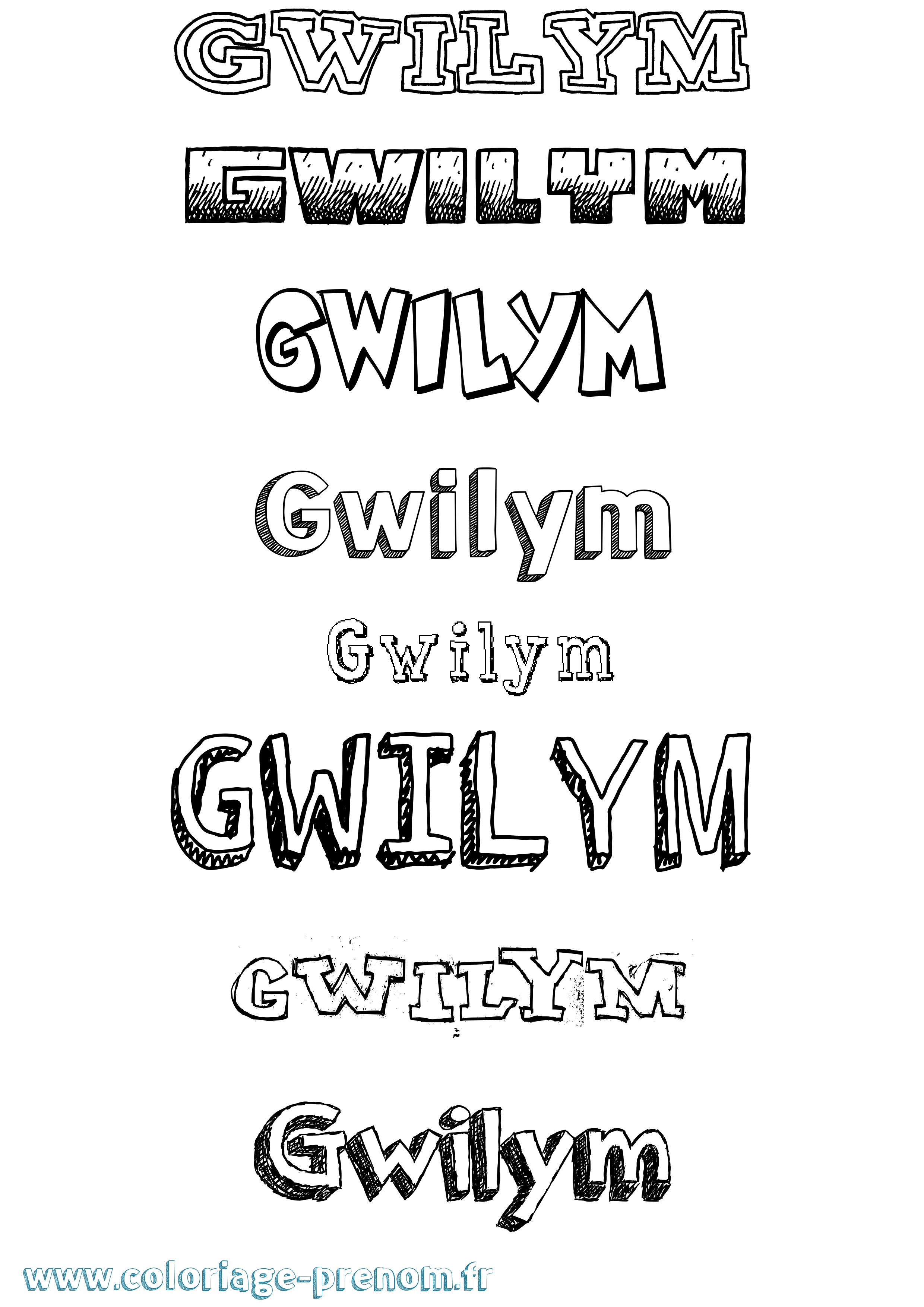 Coloriage prénom Gwilym Dessiné